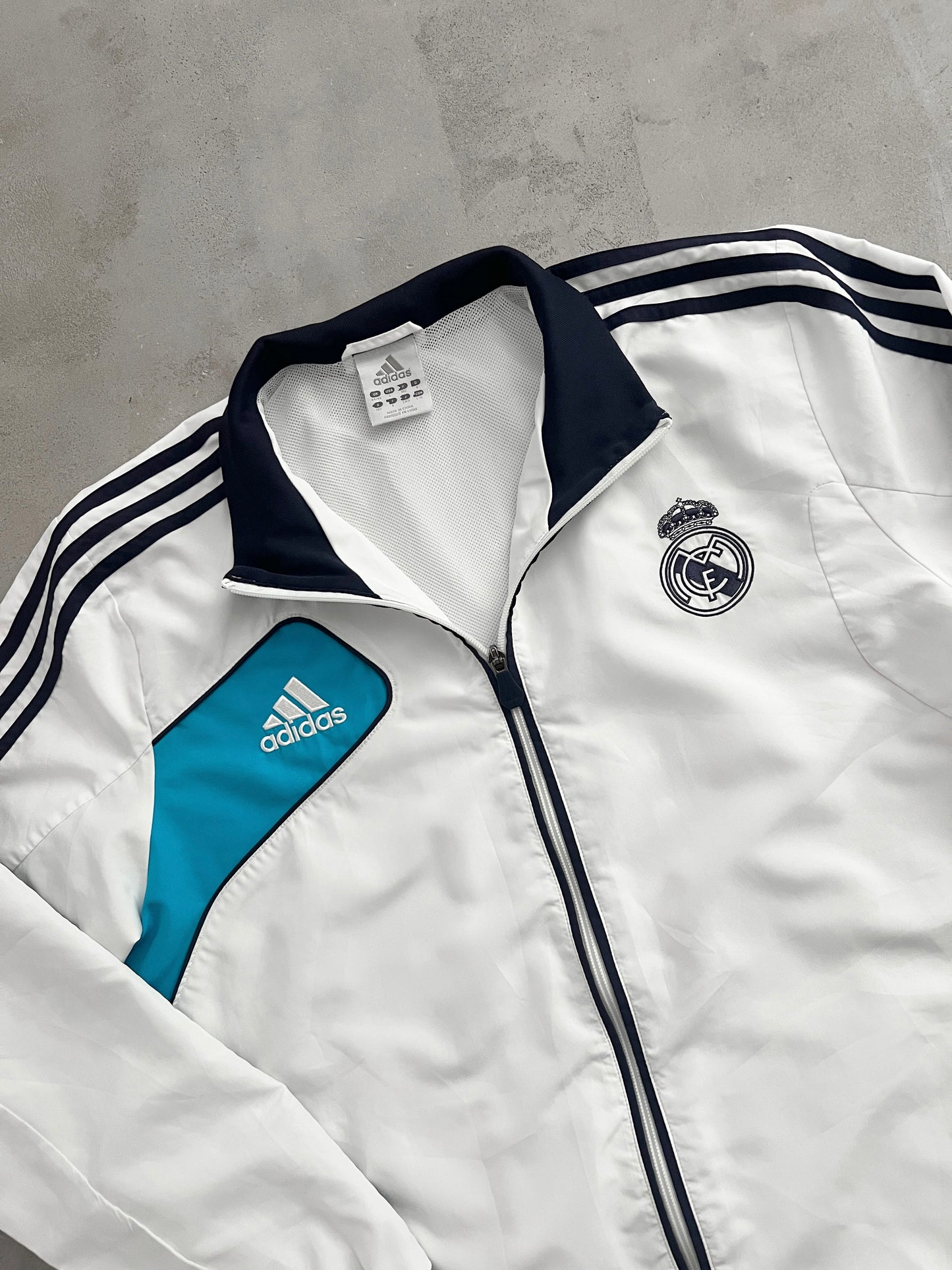 WHITE REAL MADRID TRACK JACKET - 2000S - L