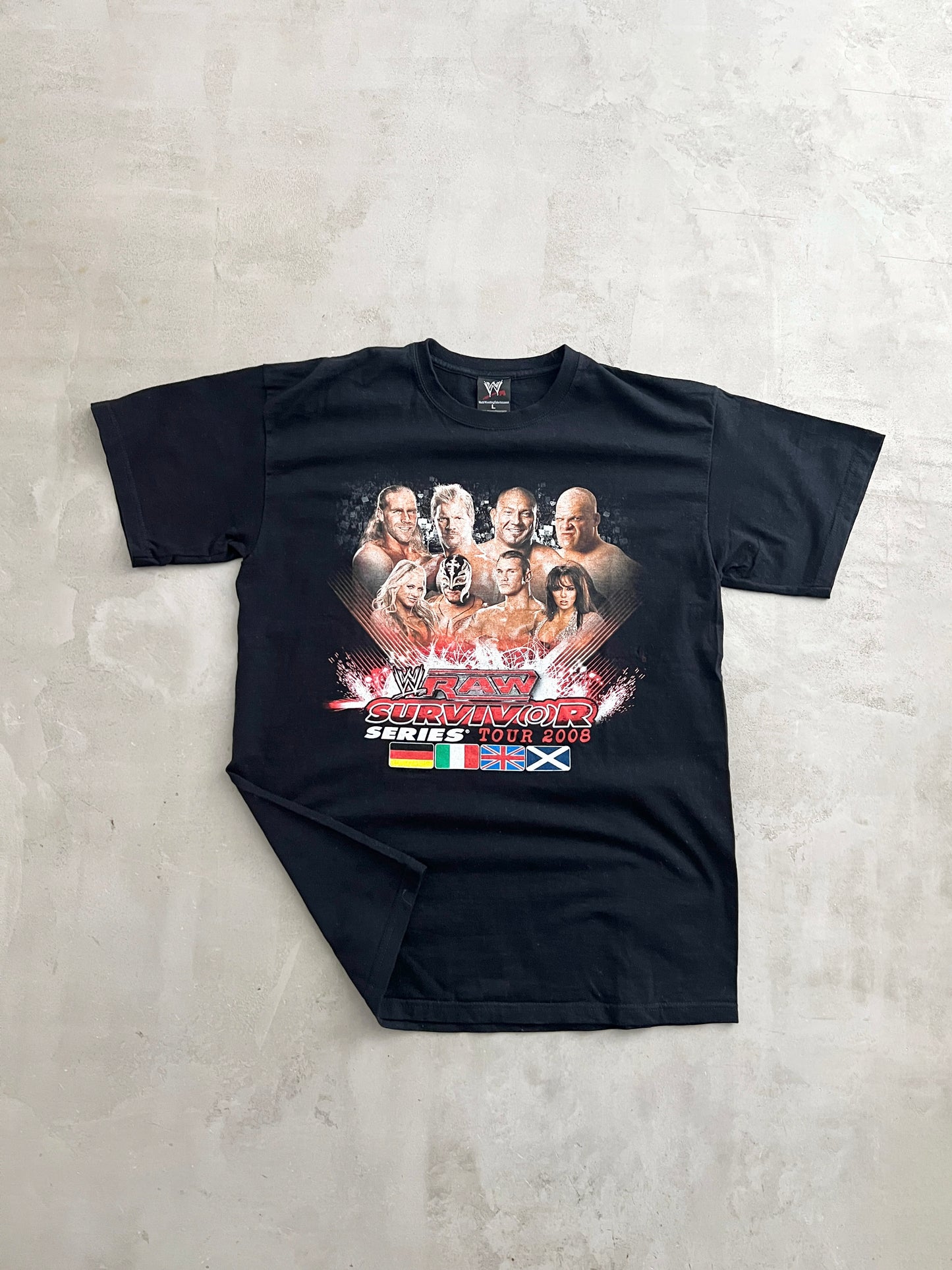 BLACK WWE WRSTLING TEE - 2000S - L