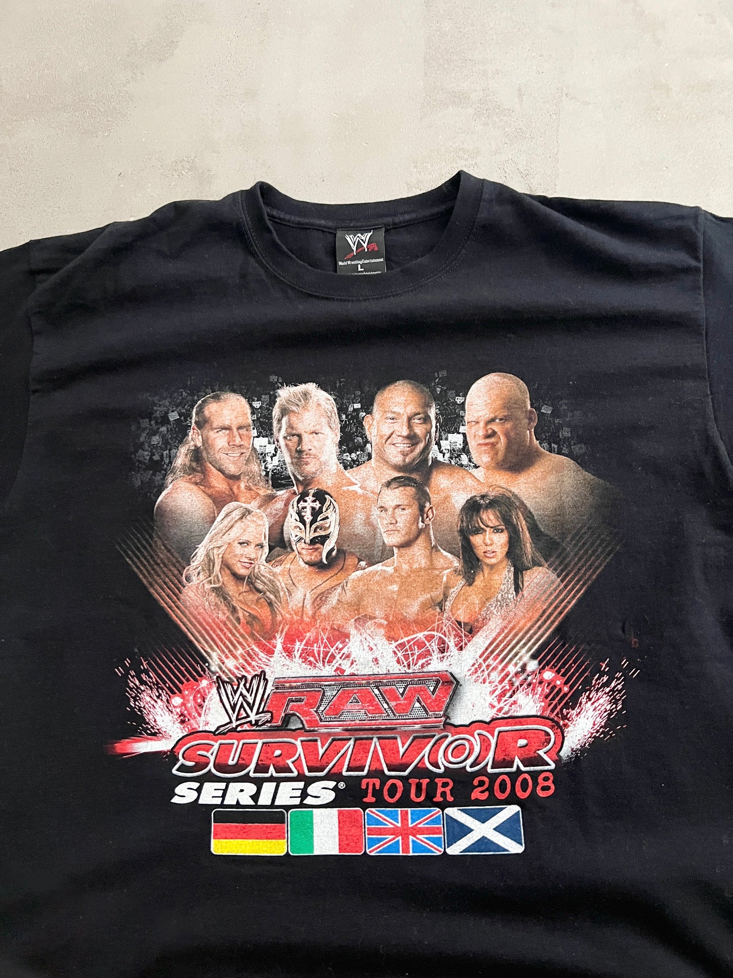 BLACK WWE WRSTLING TEE - 2000S - L