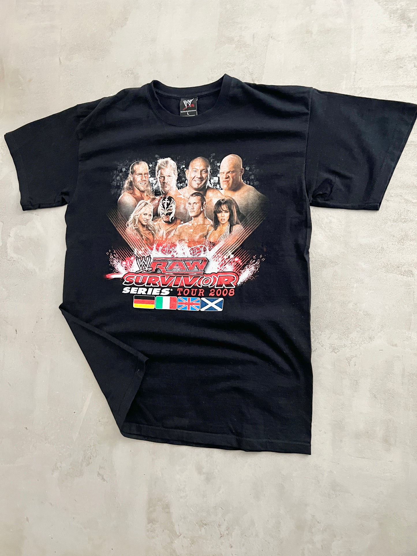 BLACK WWE WRSTLING TEE - 2000S - L