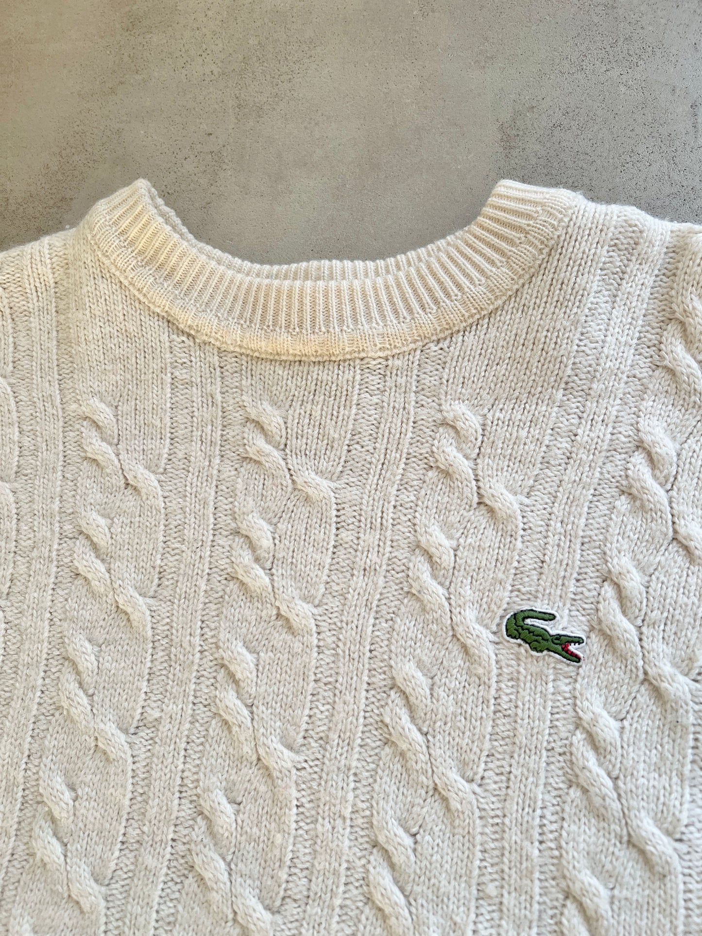CREME LACOSTE KNIT SWEATER - 2000S - XS