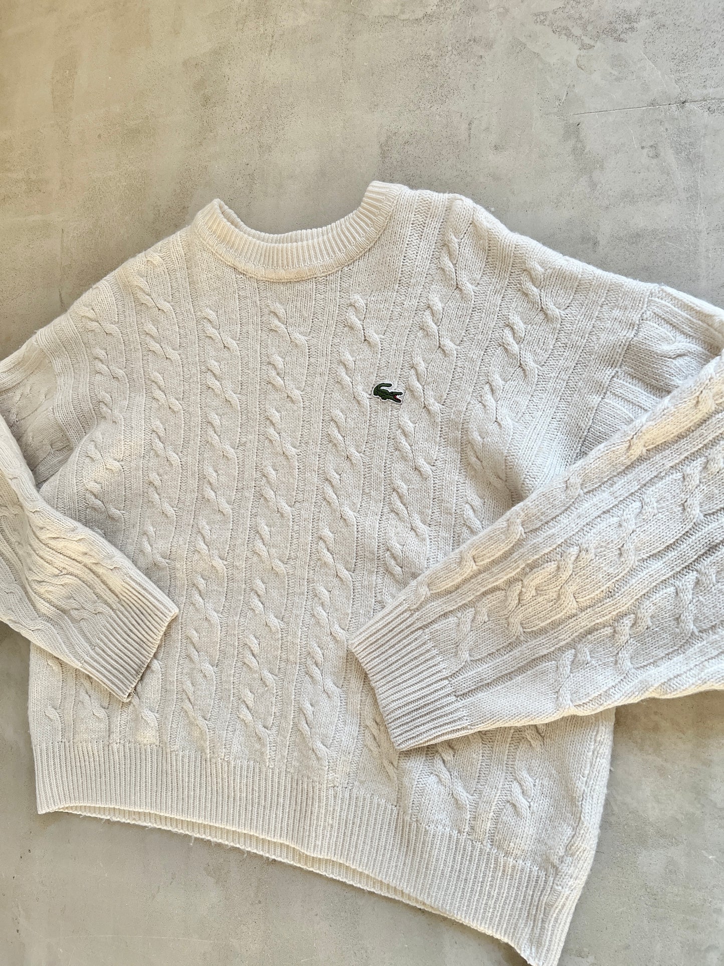 CREME LACOSTE KNIT SWEATER - 2000S - XS