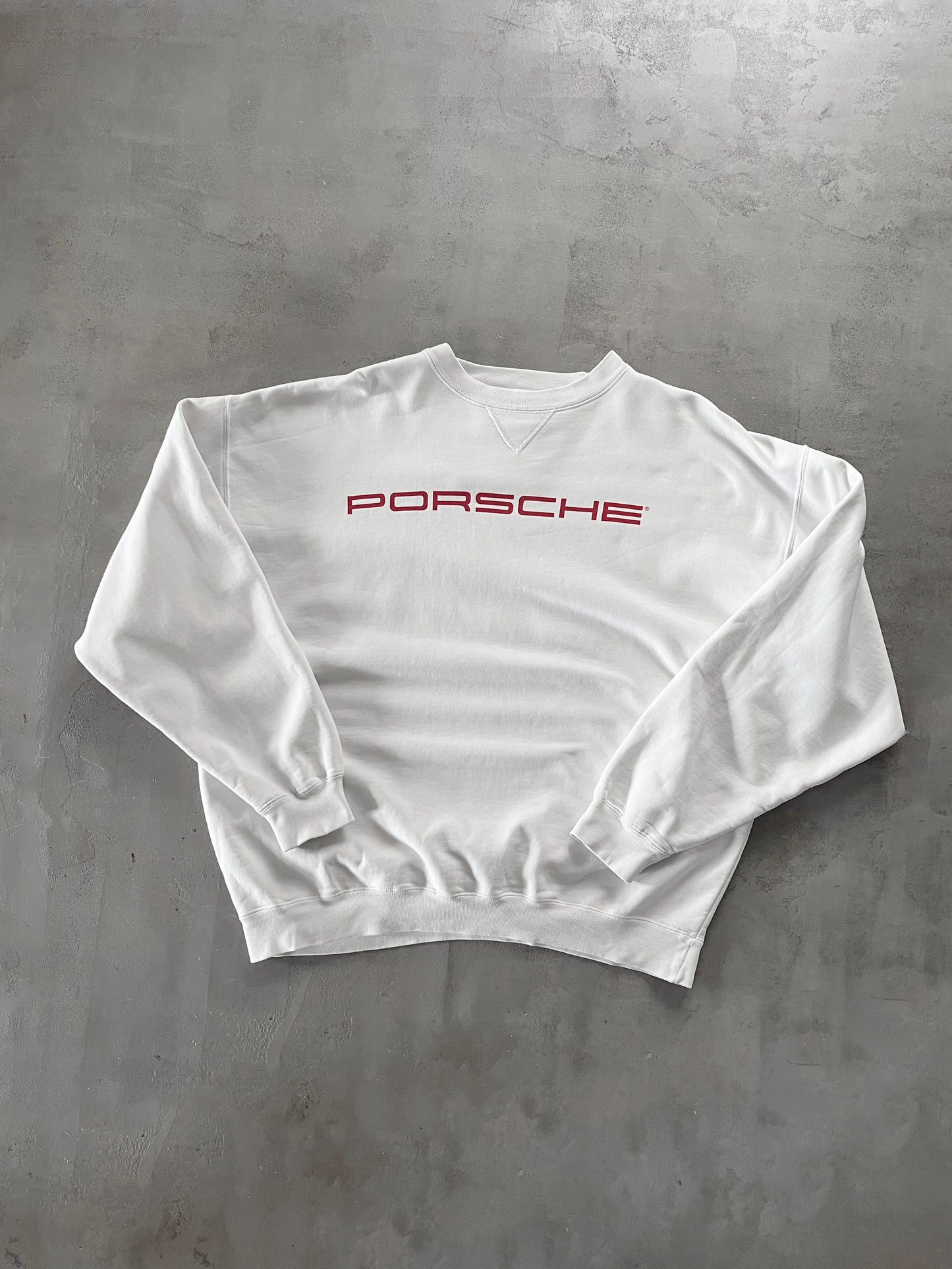 WHITE PORSCHE SWEATER - 1990S - L