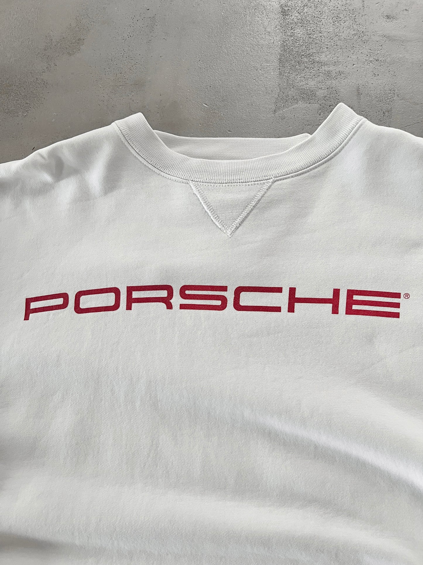 WHITE PORSCHE SWEATER - 1990S - L