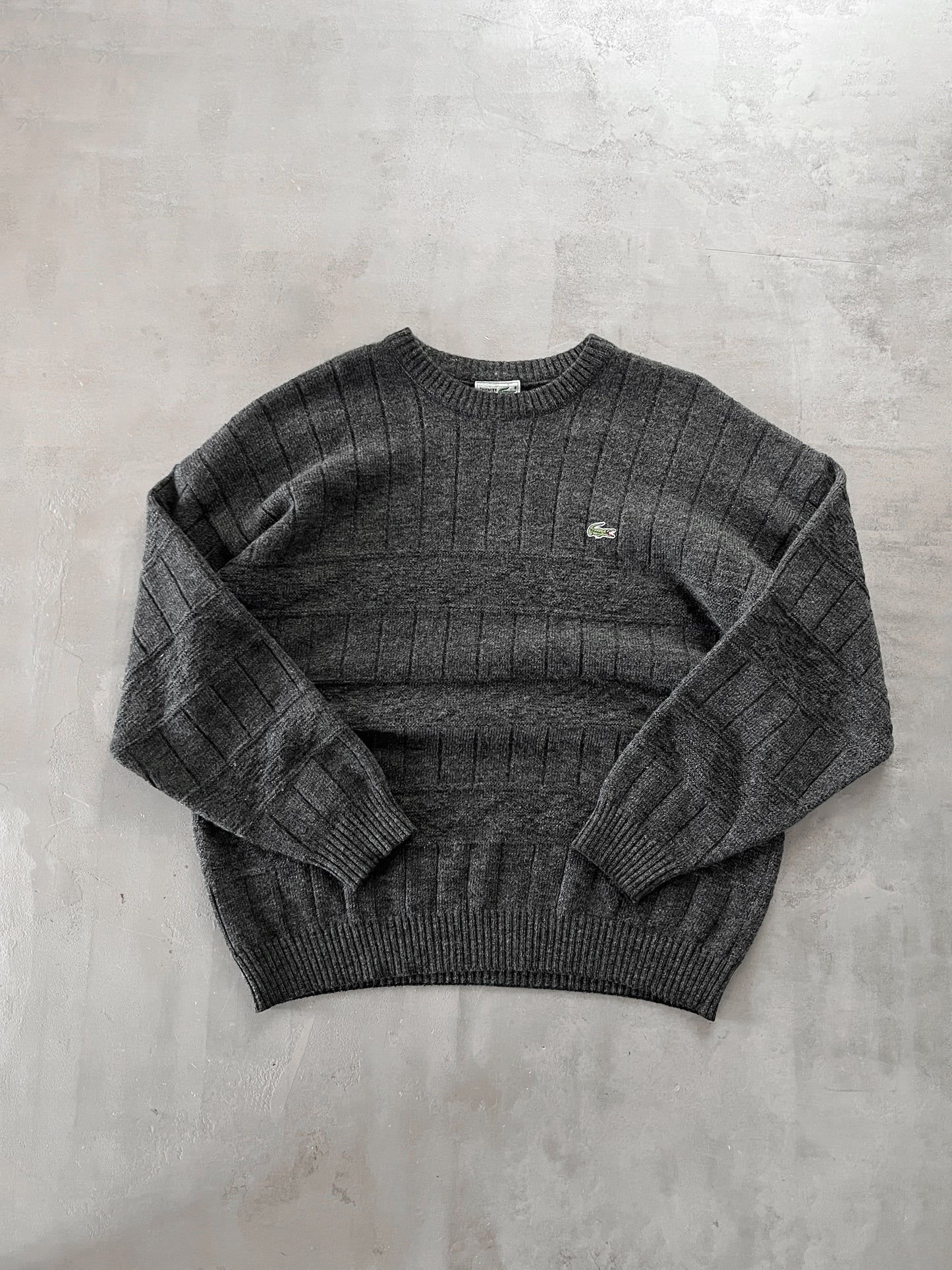 GREY LACOSTE KNIT - 2000S - XL/L