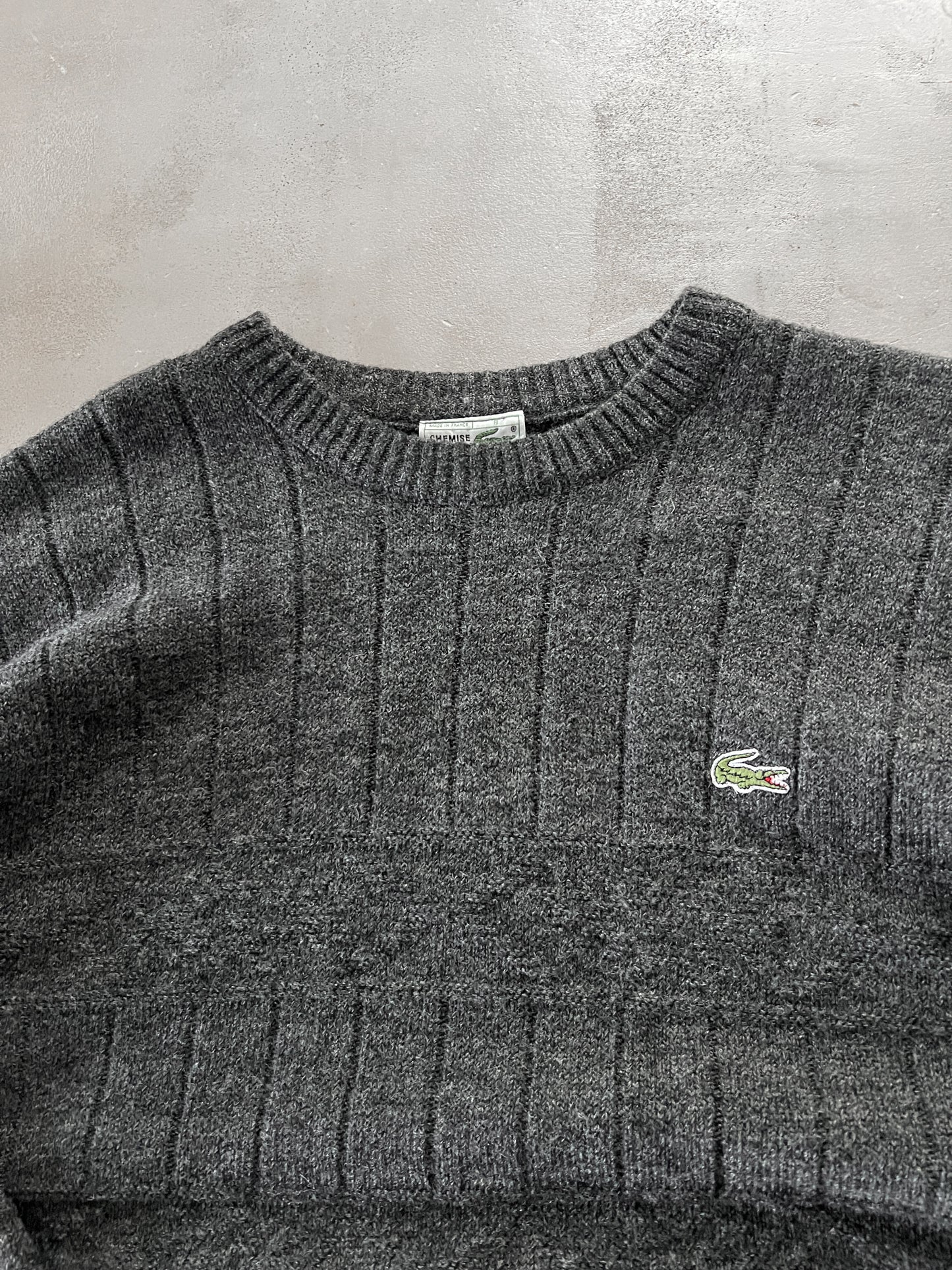 GREY LACOSTE KNIT - 2000S - XL/L
