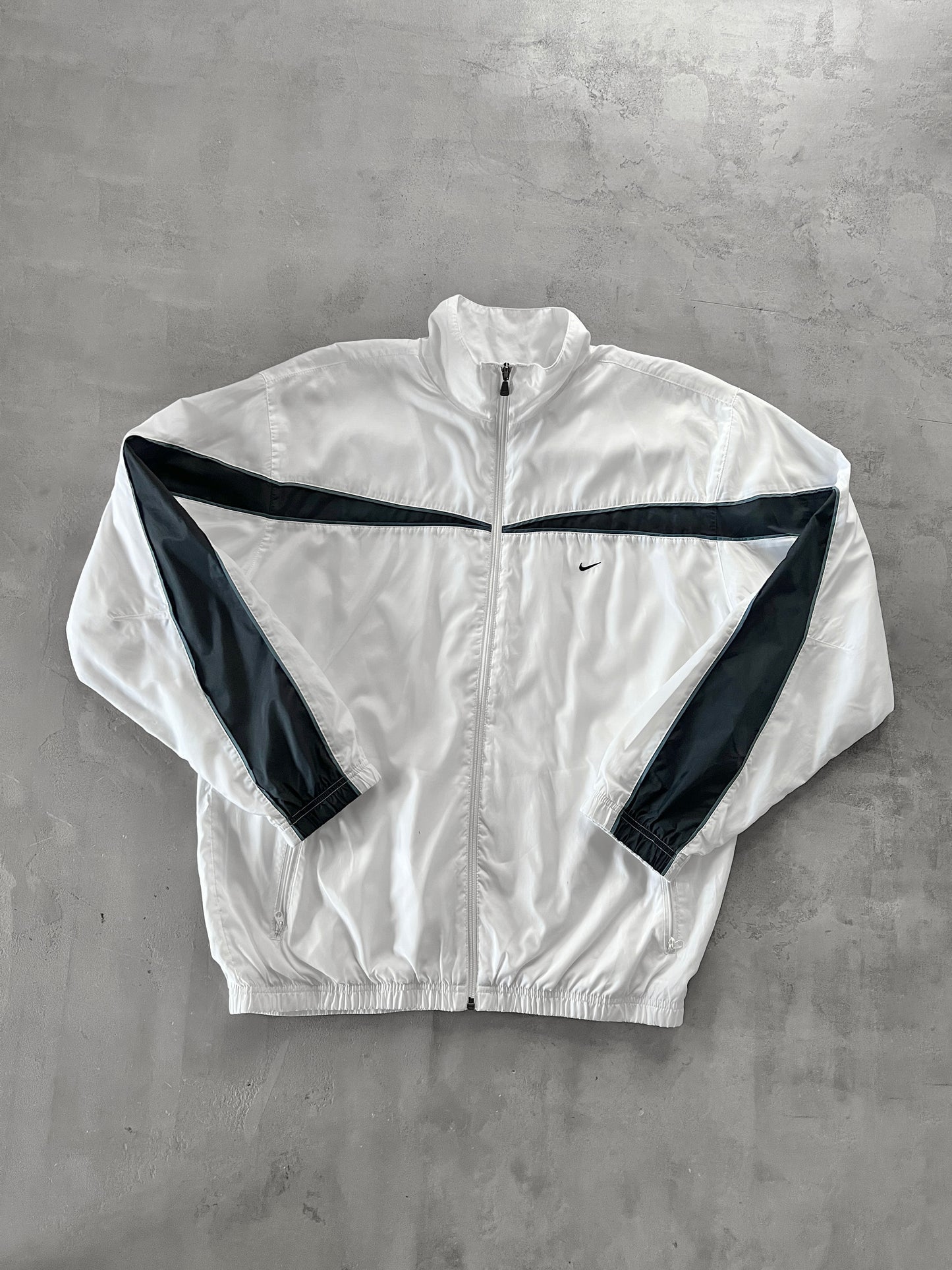WHITE/NAVY NIKE JACKET - 2000S - L/XL