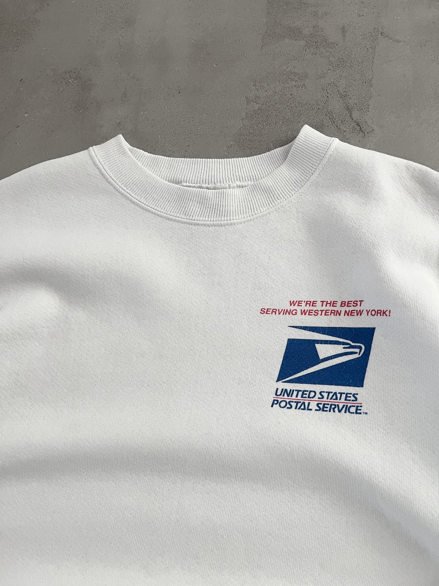 WHITE USPS SWEATER - 1990S - L/M