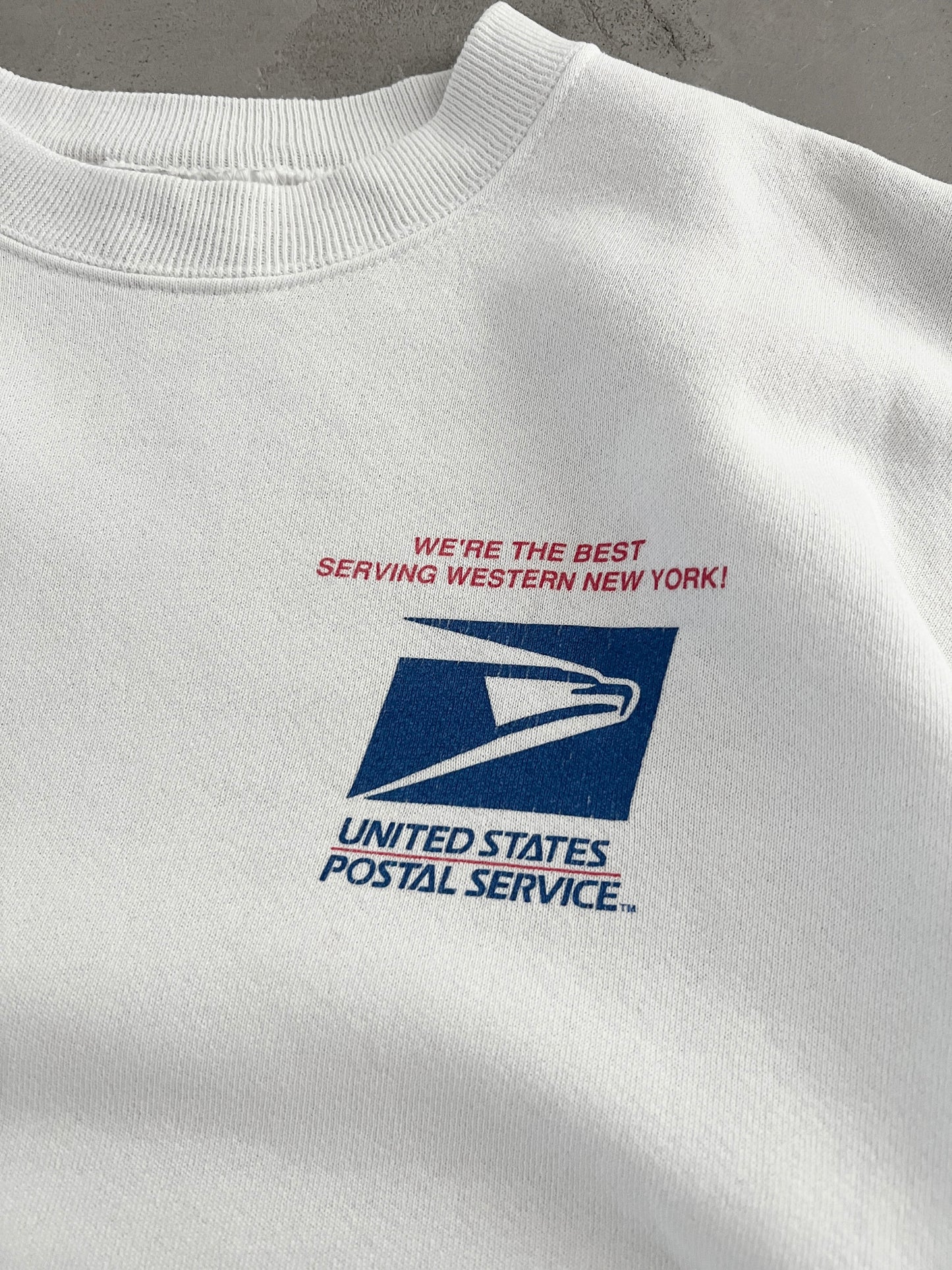 WHITE USPS SWEATER - 1990S - L/M