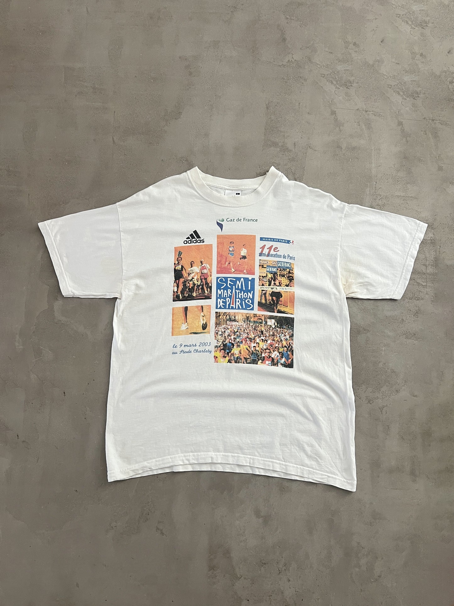 WHITE PARIS MARATHON TEE - 2003 - L