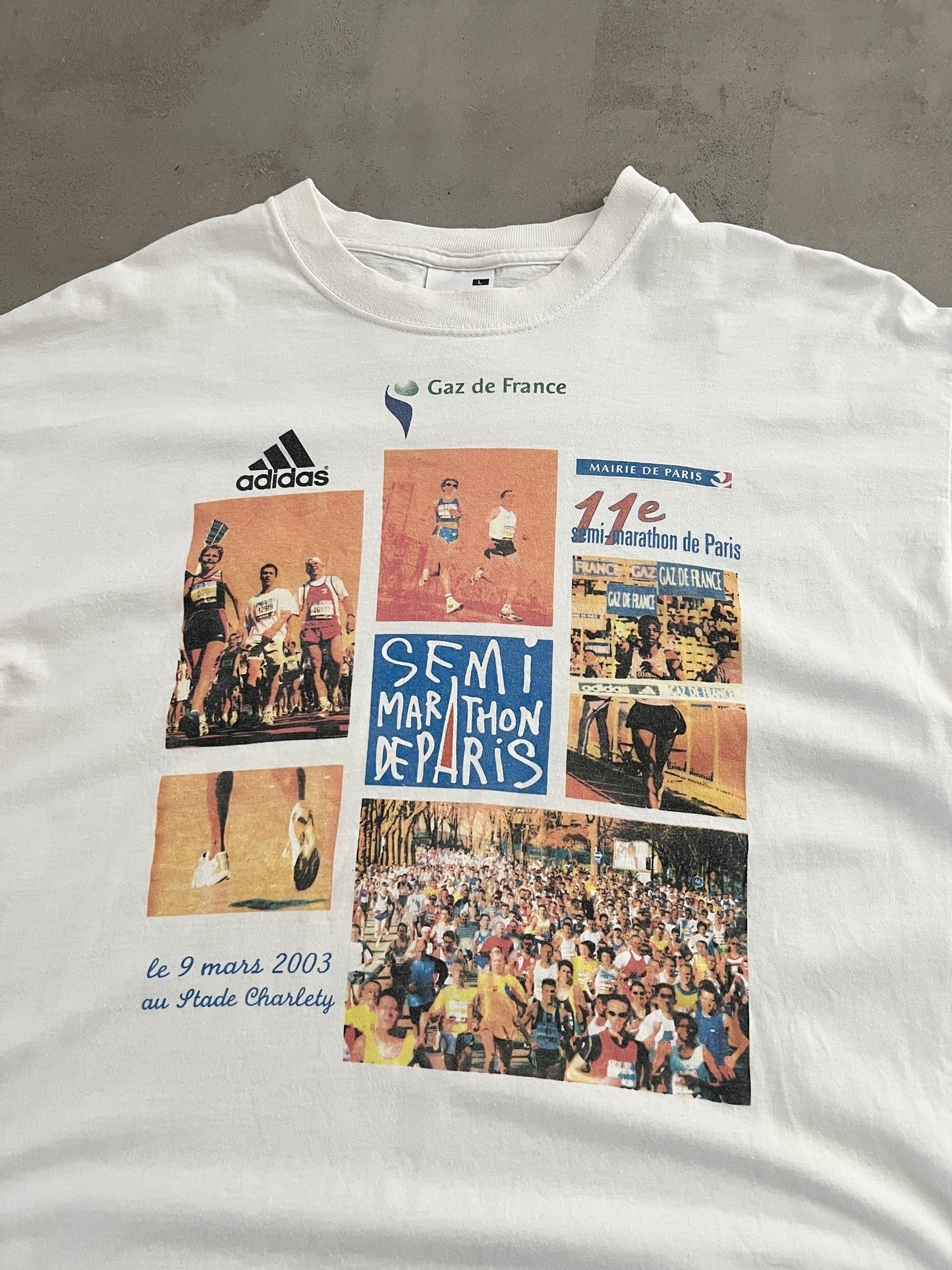 WHITE PARIS MARATHON TEE - 2003 - L