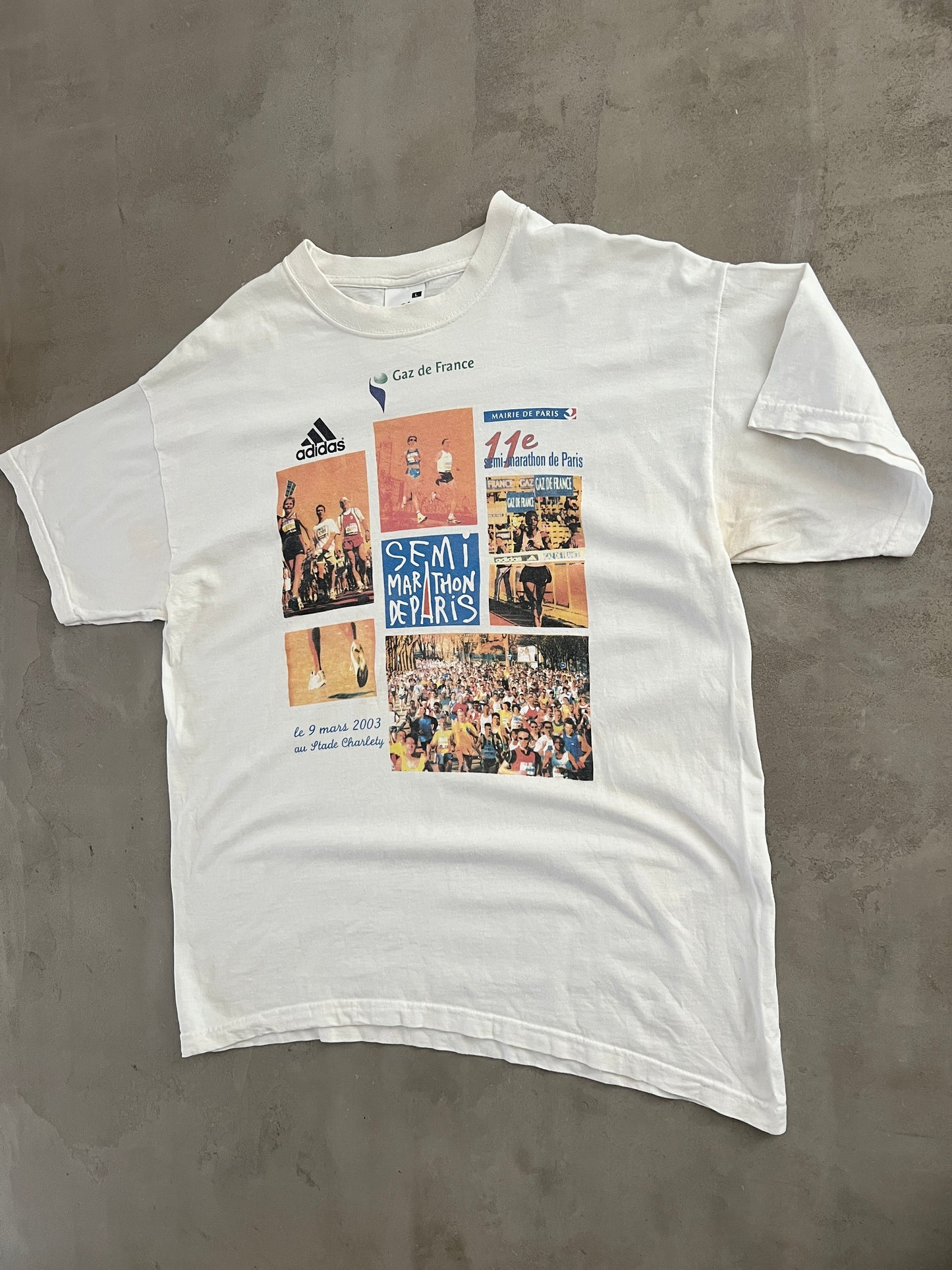 WHITE PARIS MARATHON TEE - 2003 - L
