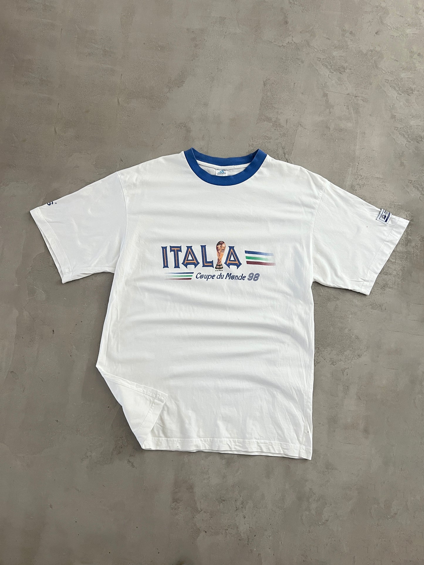 WHITE ITALY WORLD CUP TEE - 1998 - XL/L