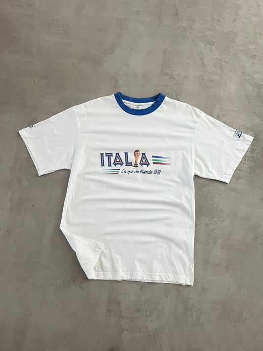 WHITE ITALY WORLD CUP TEE - 1998 - XL/L