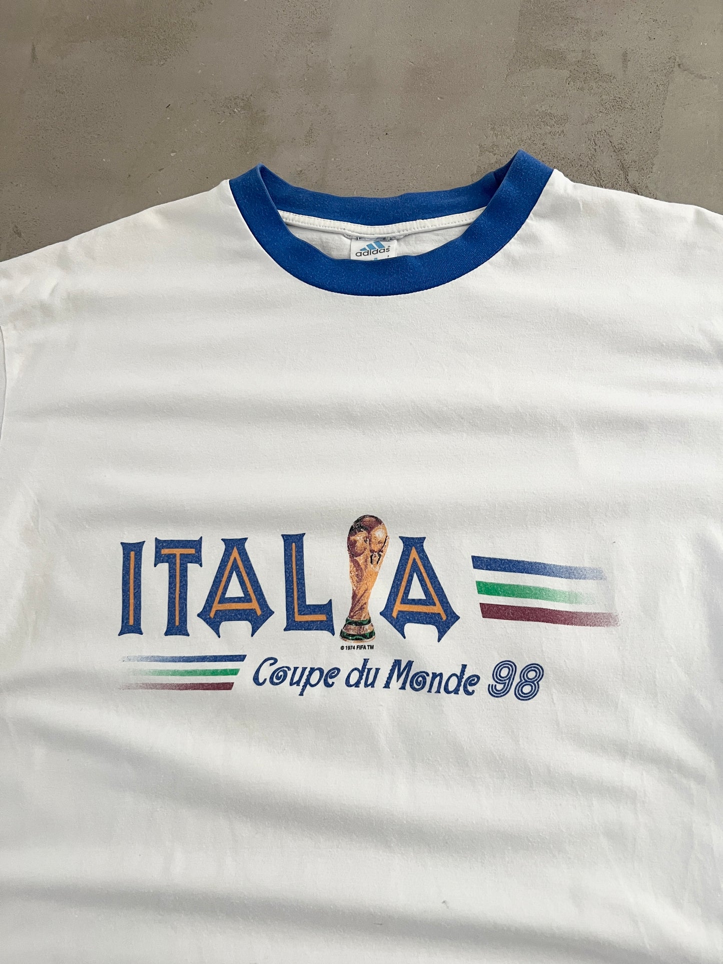 WHITE ITALY WORLD CUP TEE - 1998 - XL/L