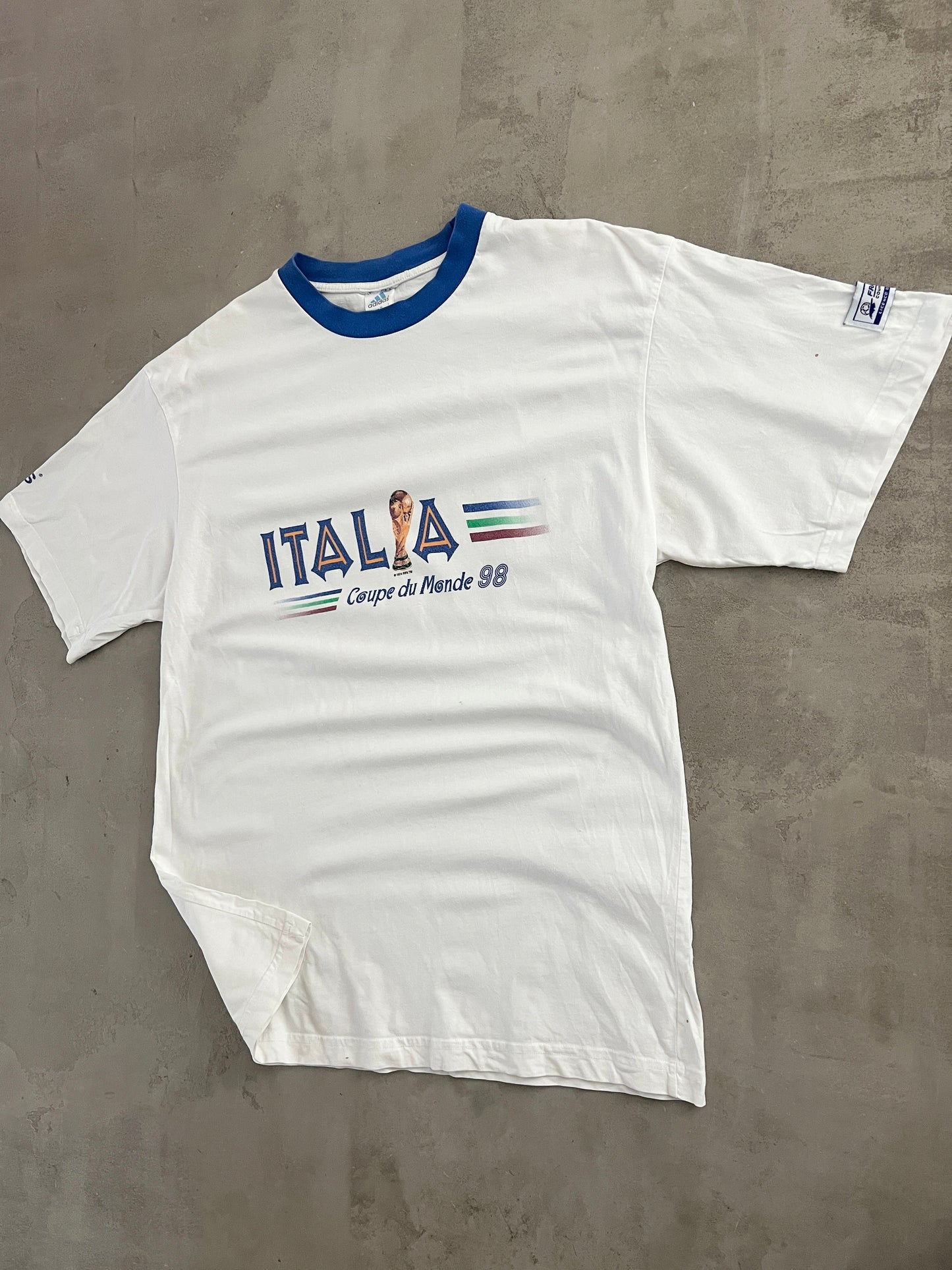 WHITE ITALY WORLD CUP TEE - 1998 - XL/L