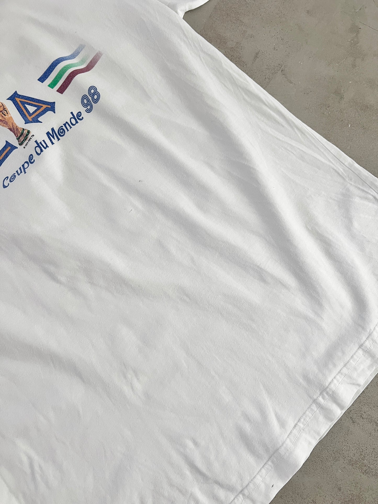 WHITE ITALY WORLD CUP TEE - 1998 - XL/L