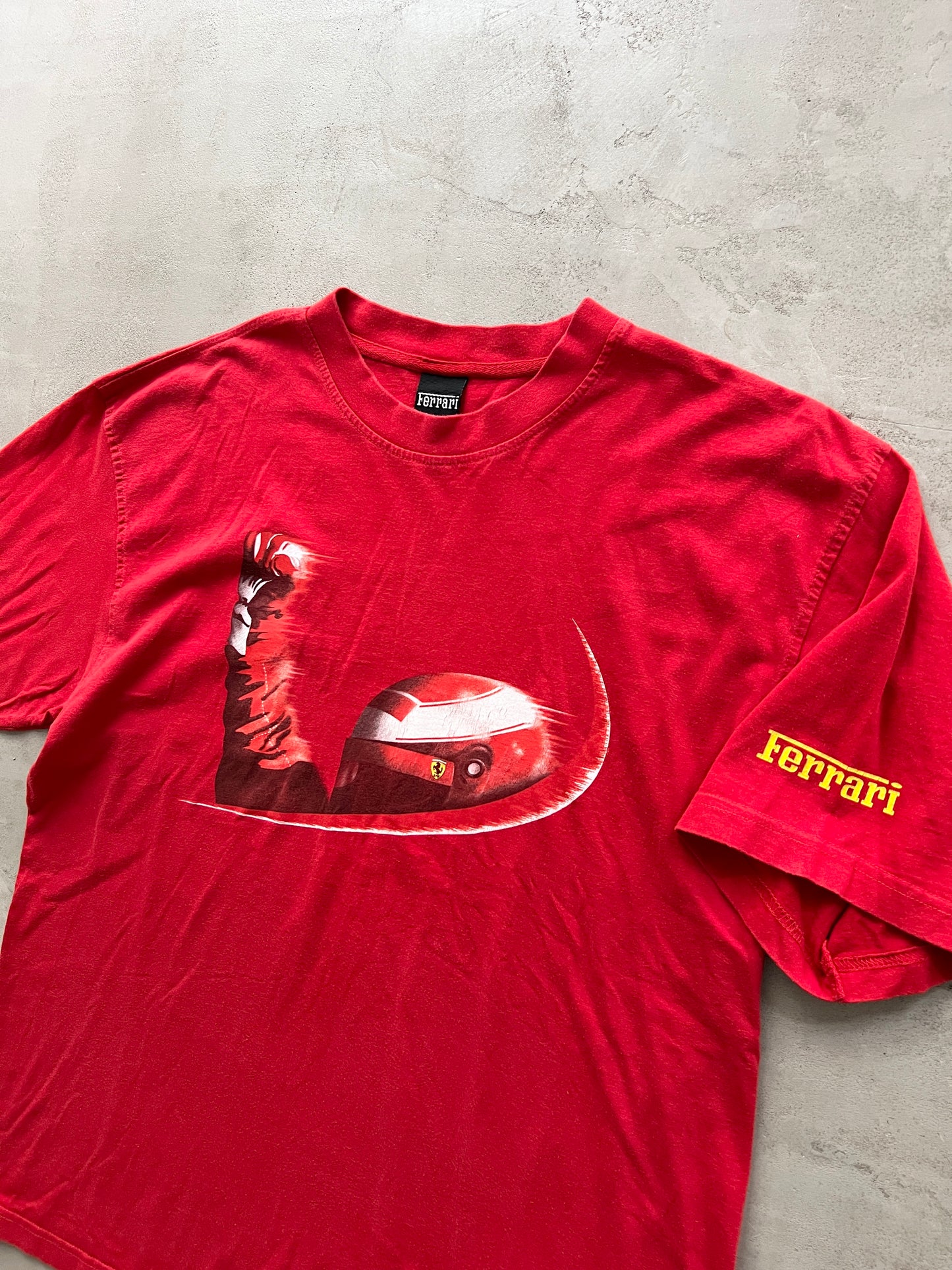 RED FERRARI RACING TEE - 1990S - XL/L