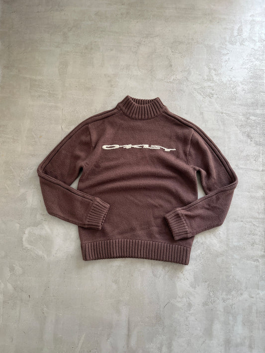 MOCHA OAKLEY KNIT SWEATER - 1990S - S