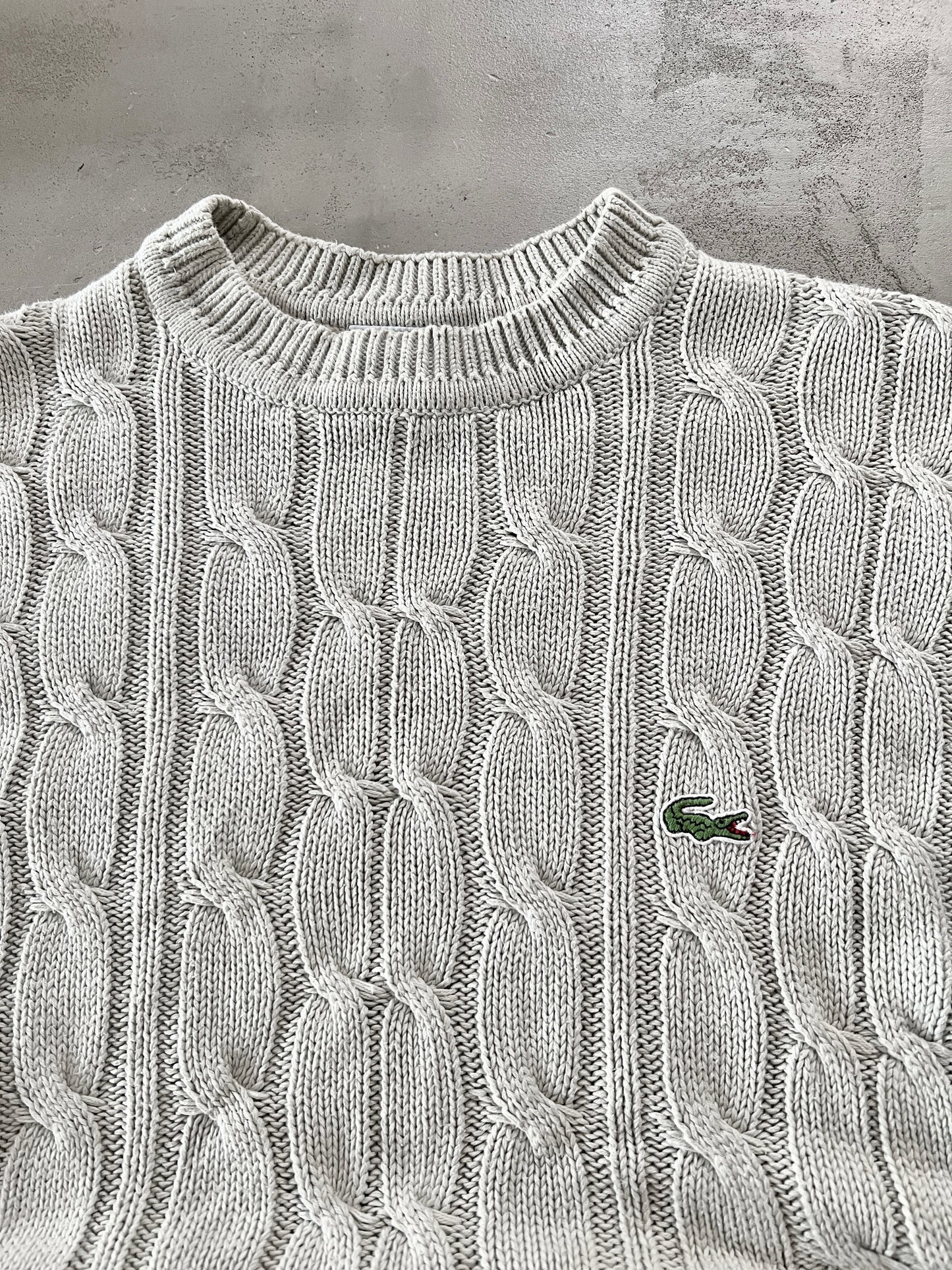 CREME LACOSTE KNIT SWEATER - 2000S - XL