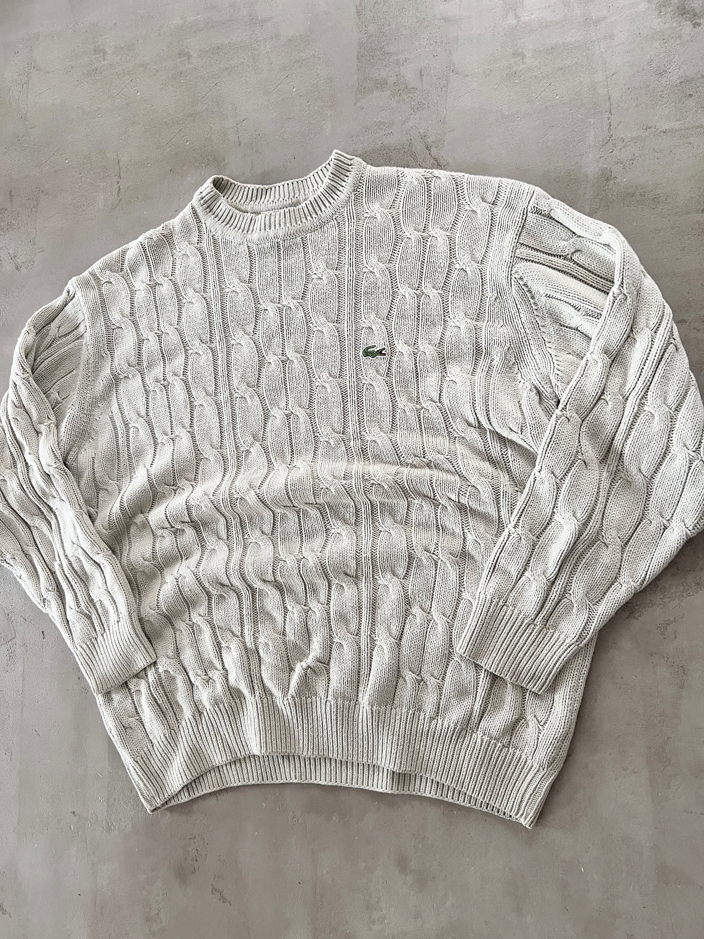 CREME LACOSTE KNIT SWEATER - 2000S - XL