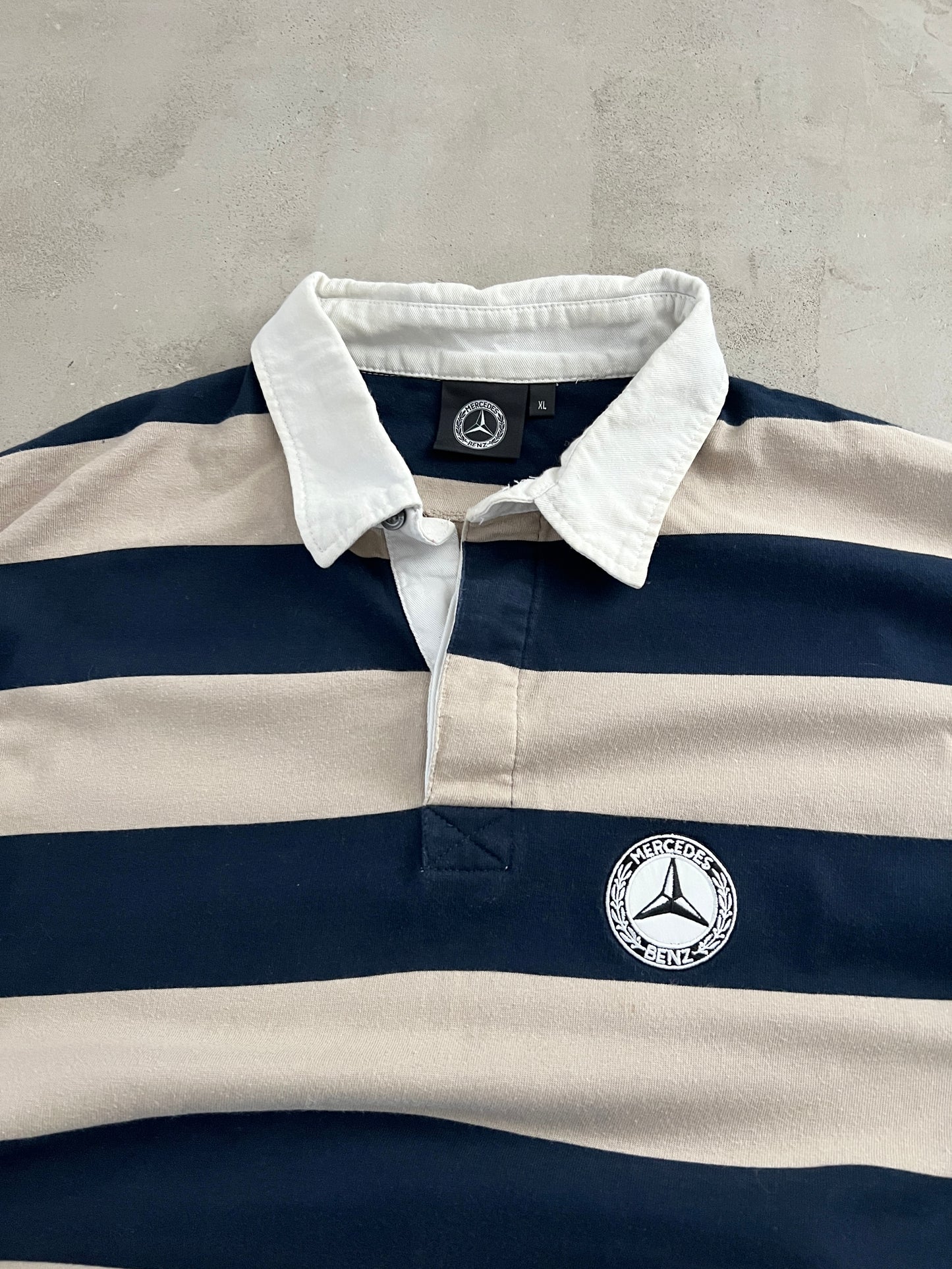 NAVY/CREME MERCEDES BENZ LONGSLEEVE - 2000S - XL