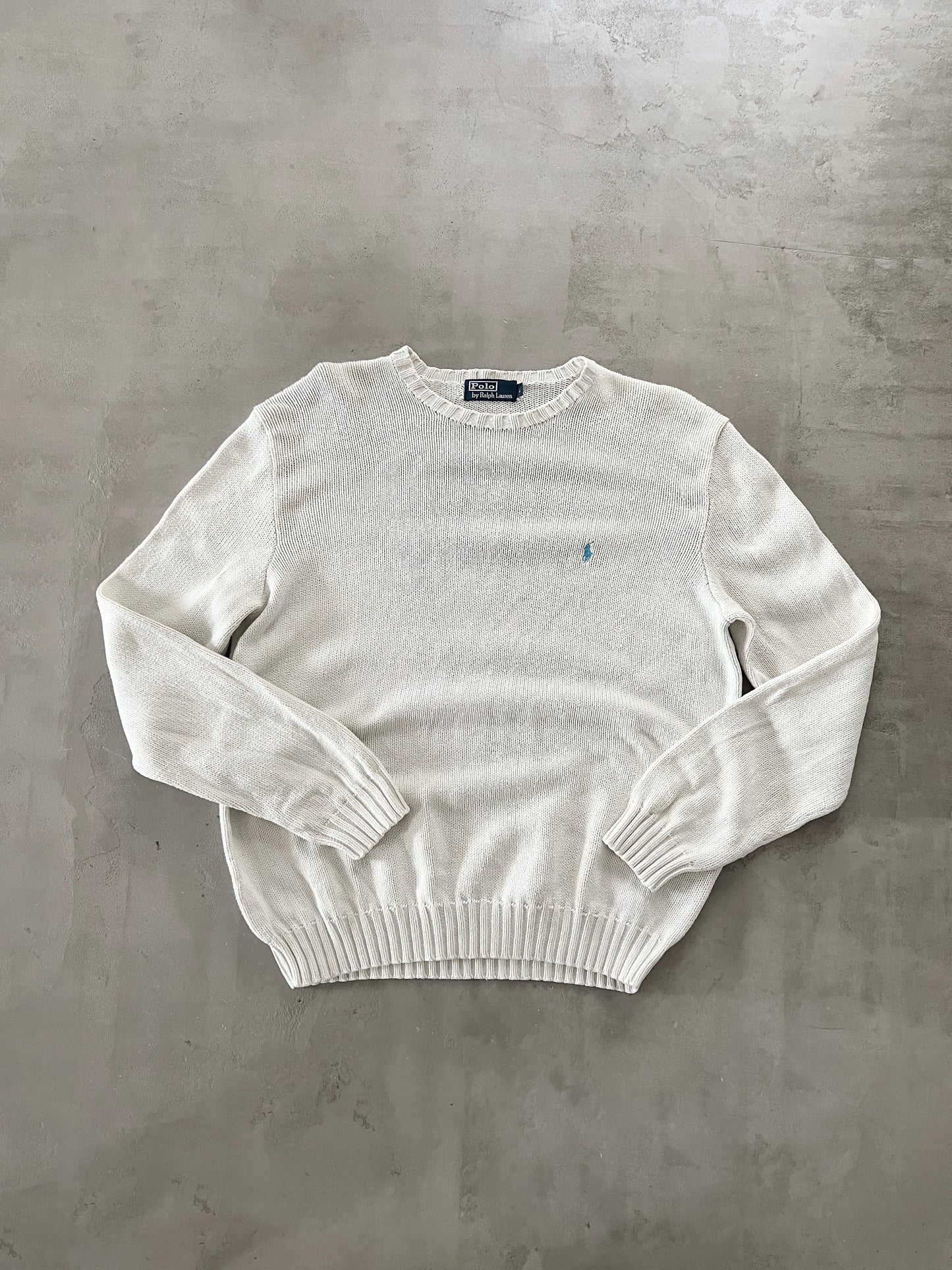 CREME POLO RALPH LAUREN KNIT SWEATER - 2000S - L/XL
