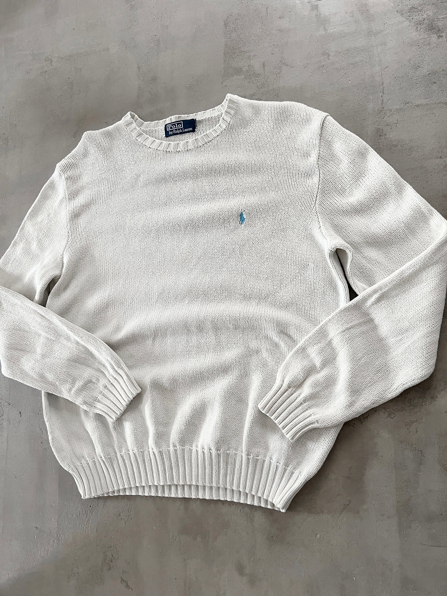 CREME POLO RALPH LAUREN KNIT SWEATER - 2000S - L/XL