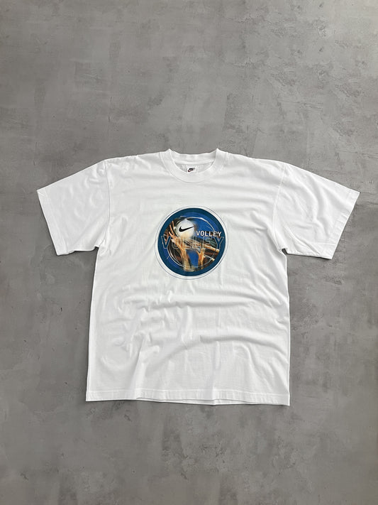 WHITE NIKE VOLLEYBALL TEE - 1990S - XL