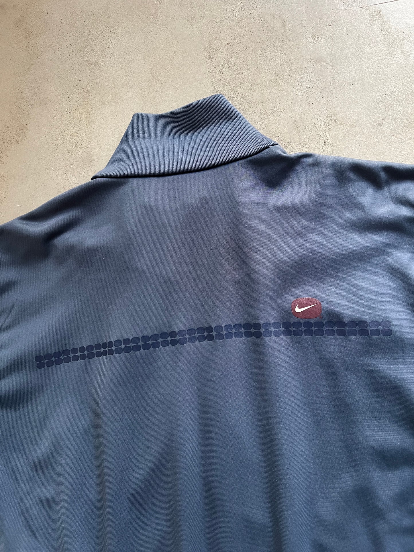 CREME/NAVY NIKE TRACK JACKET - 2000S - L