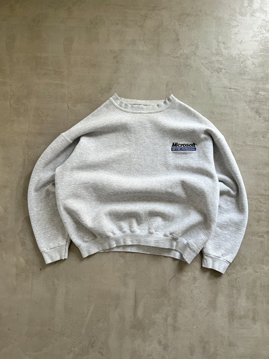 GREY MICROSOFT PROMO SWEATER - 1990S - M