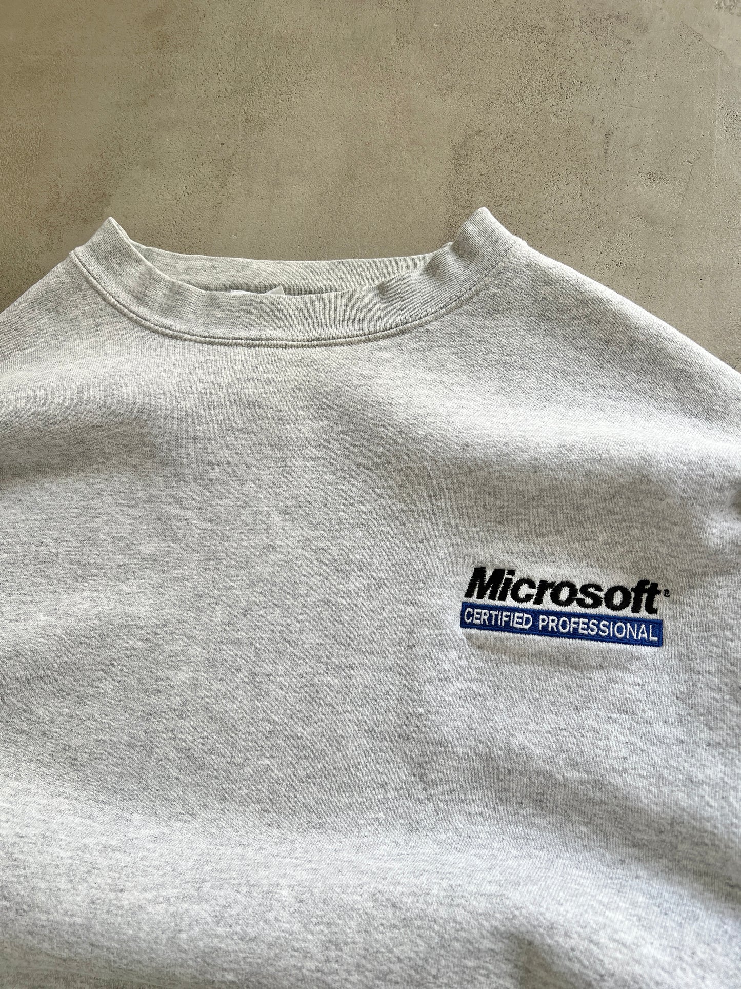 GREY MICROSOFT PROMO SWEATER - 1990S - M