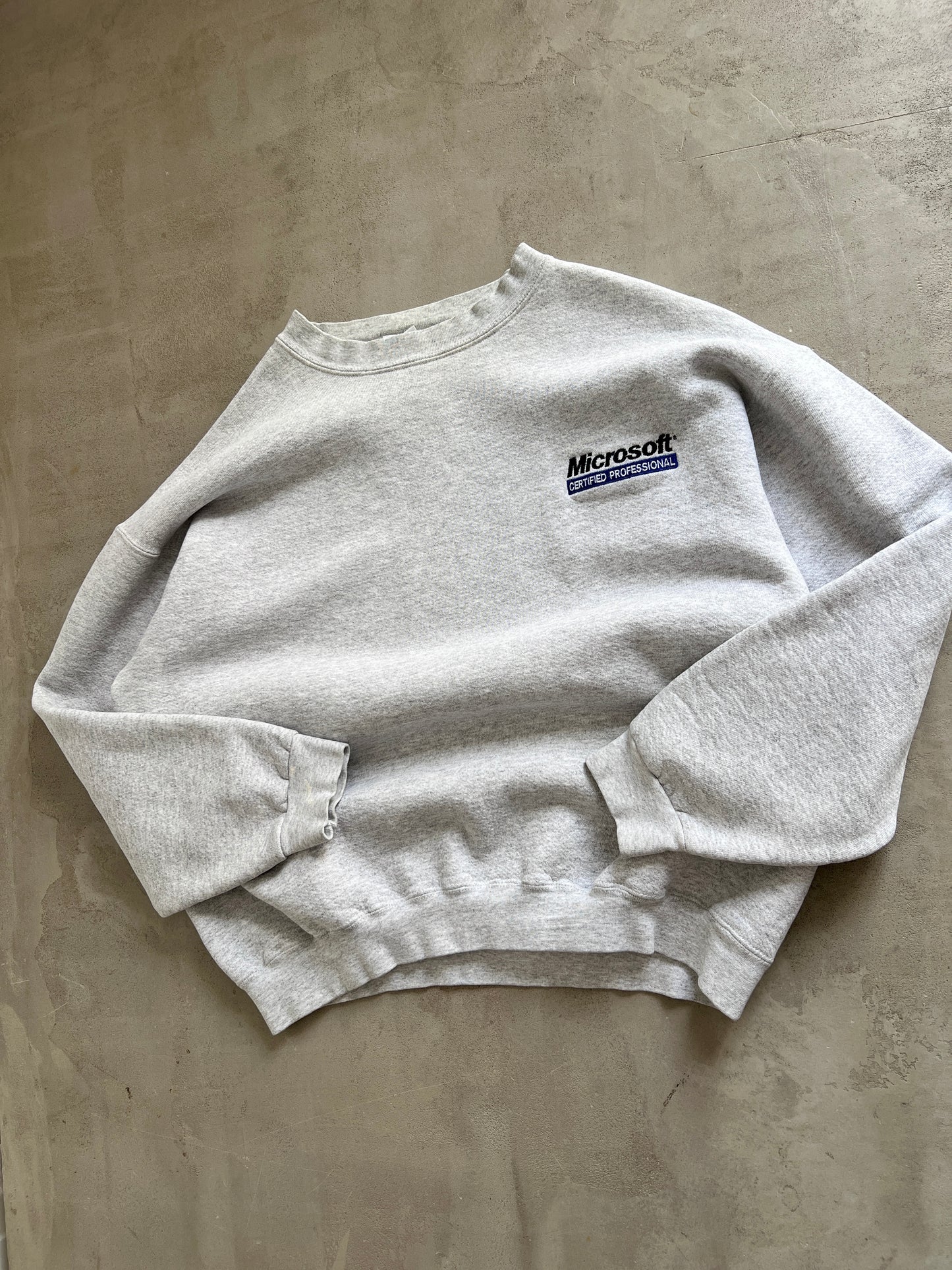 GREY MICROSOFT PROMO SWEATER - 1990S - M