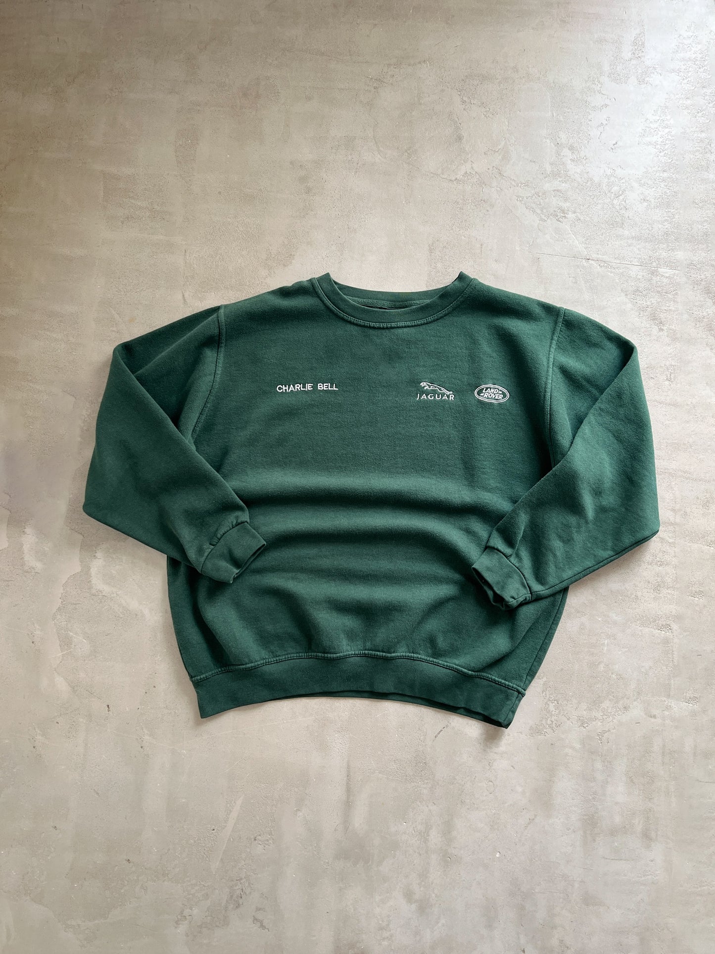 GREEN LAND ROVER X JAGUAR SWEATER - 1990S - M