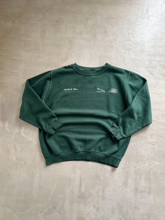 GREEN LAND ROVER X JAGUAR SWEATER - 1990S - M