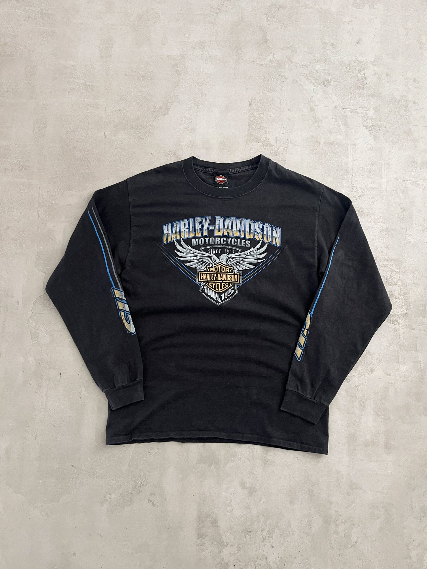 BLACK HARLEY DAVIDSON LONGSLEEVE - 1990S - L/M