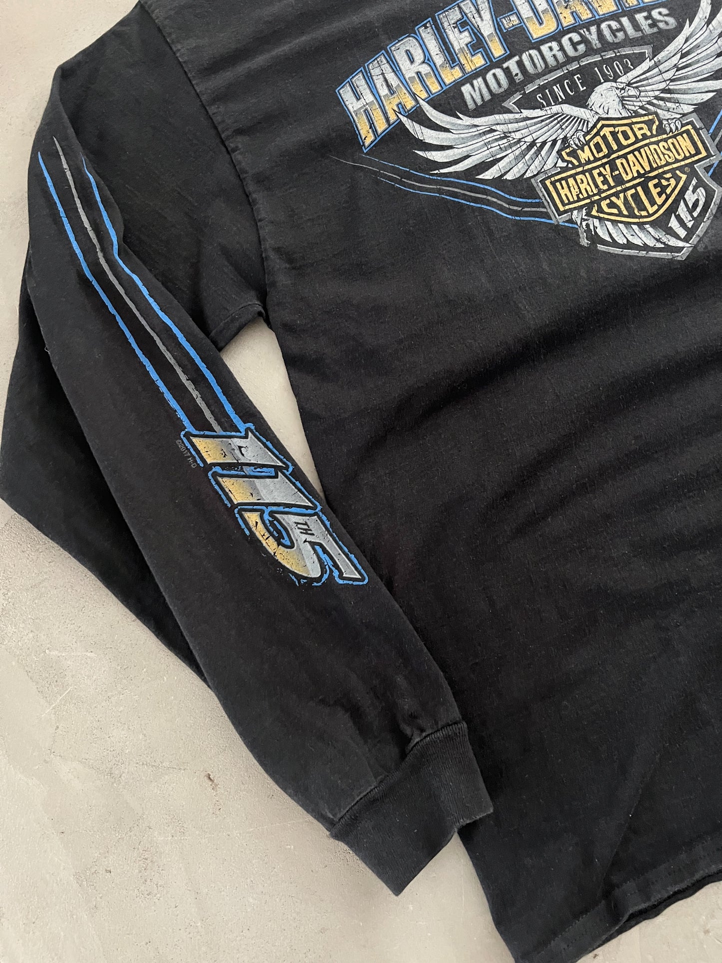 BLACK HARLEY DAVIDSON LONGSLEEVE - 1990S - L/M