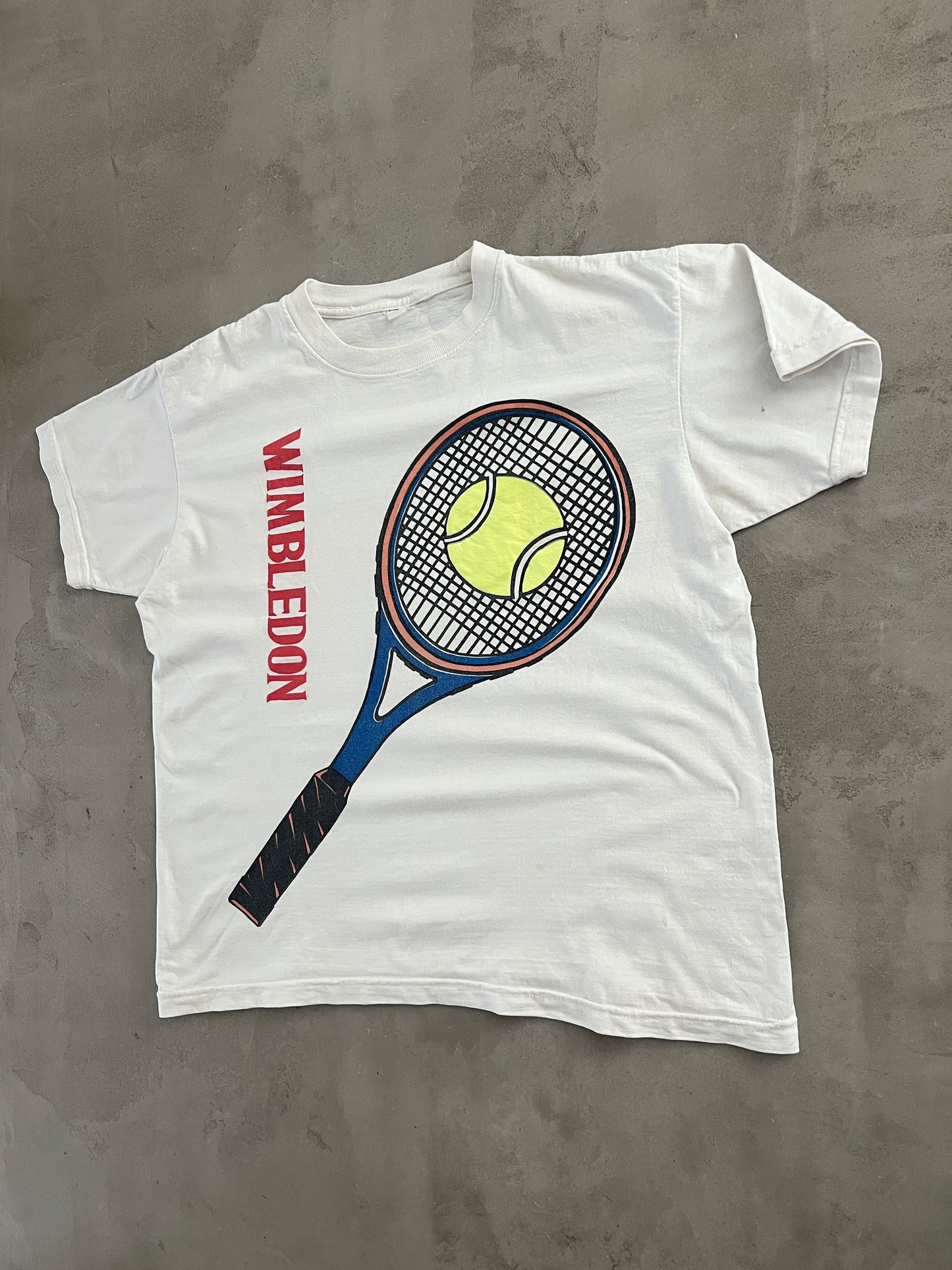 WHITE WIMBLEDON TEE - 1990S - S
