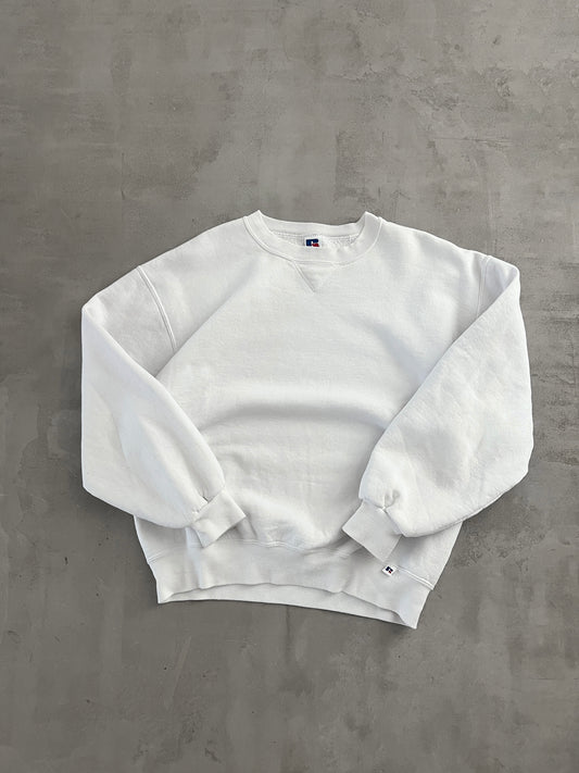 WHITE RUSSELL SWEATER - 1990S - L/M