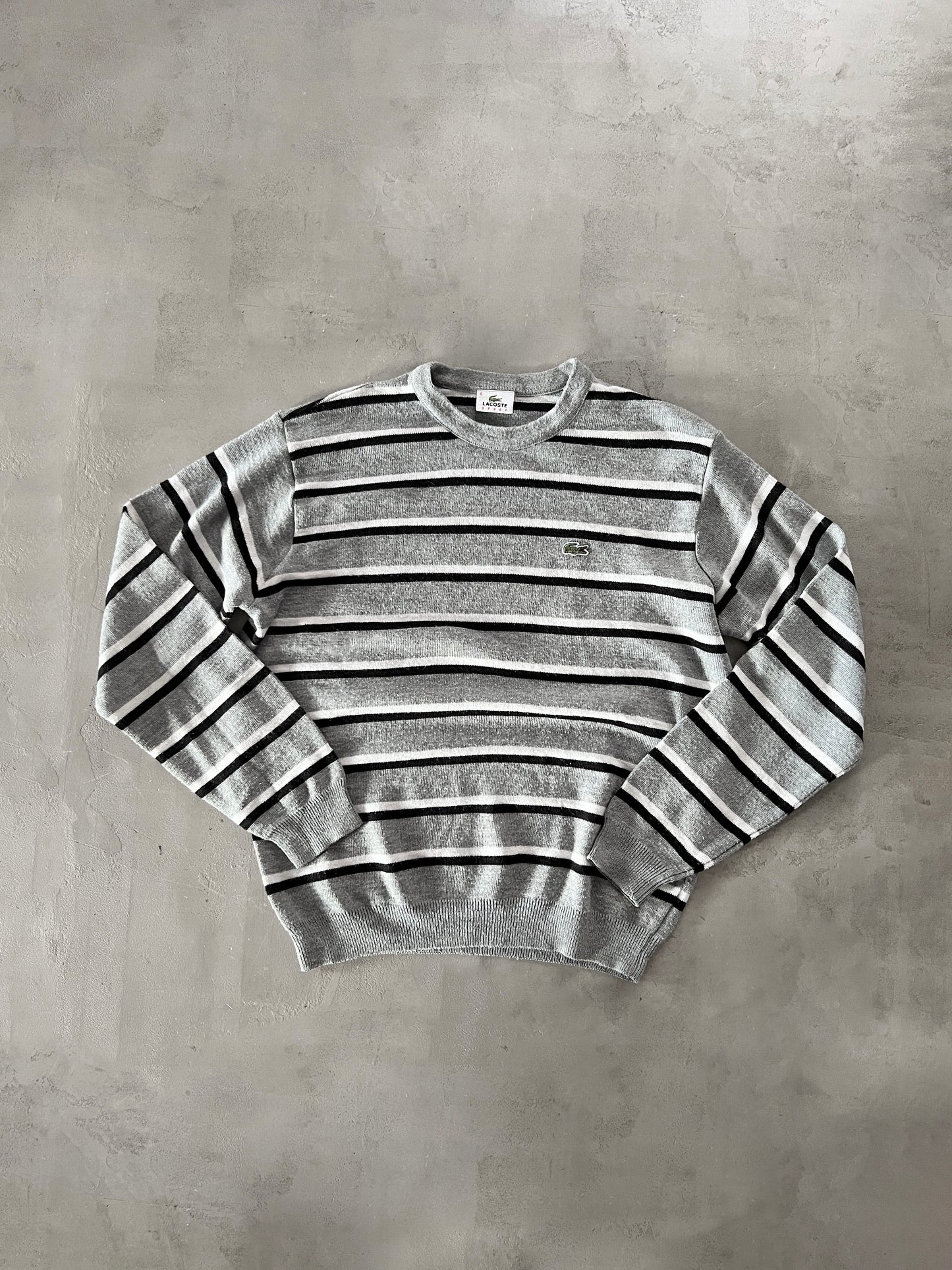 GREY LACOSTE KNIT SWEATER - 2000S - M