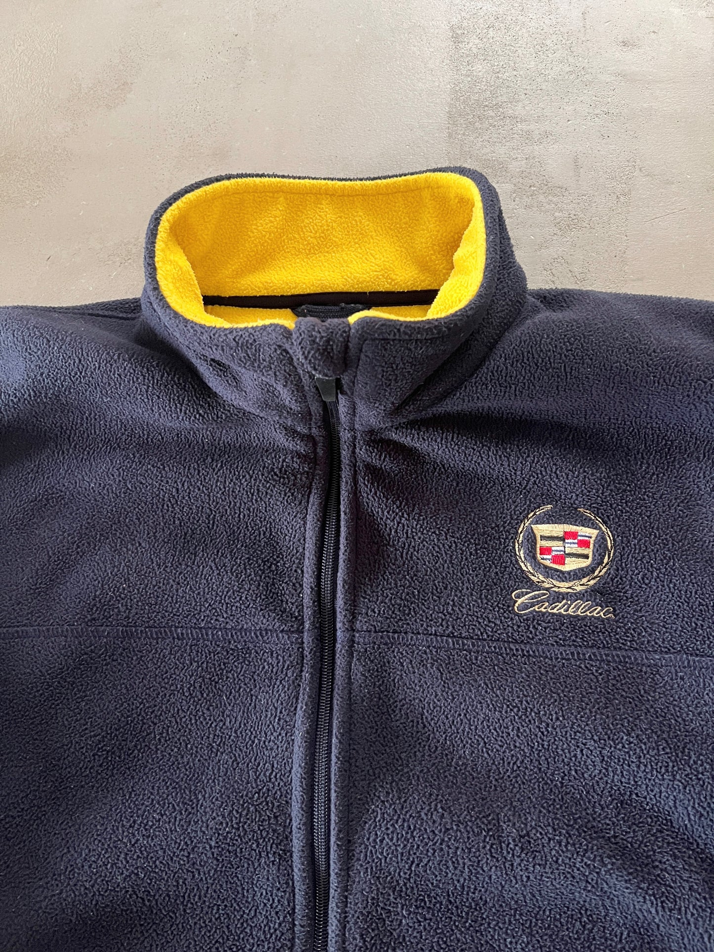NAVY CADILLAC FLEECE JACKET - 2000S - XL/L