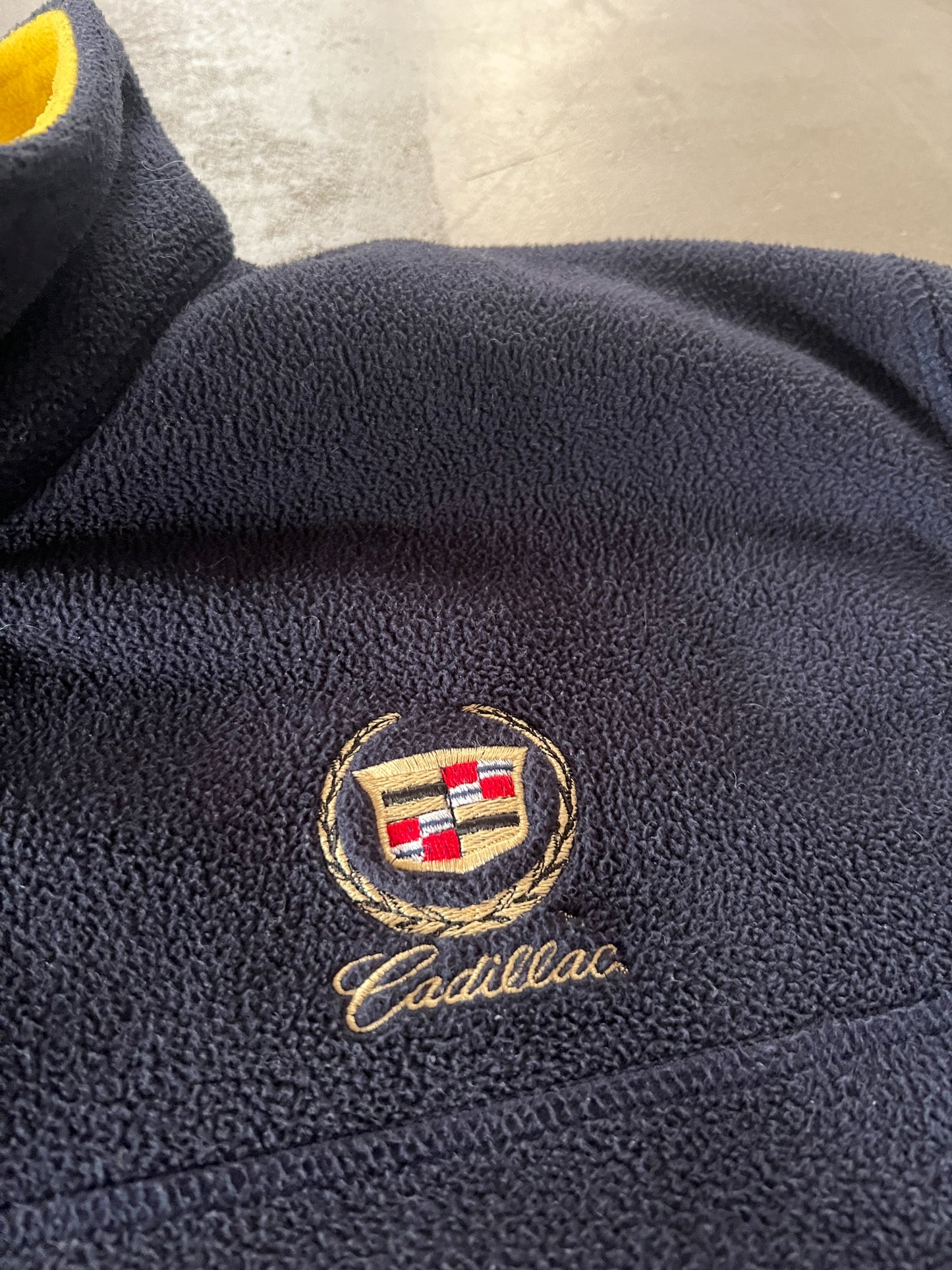 NAVY CADILLAC FLEECE JACKET - 2000S - XL/L