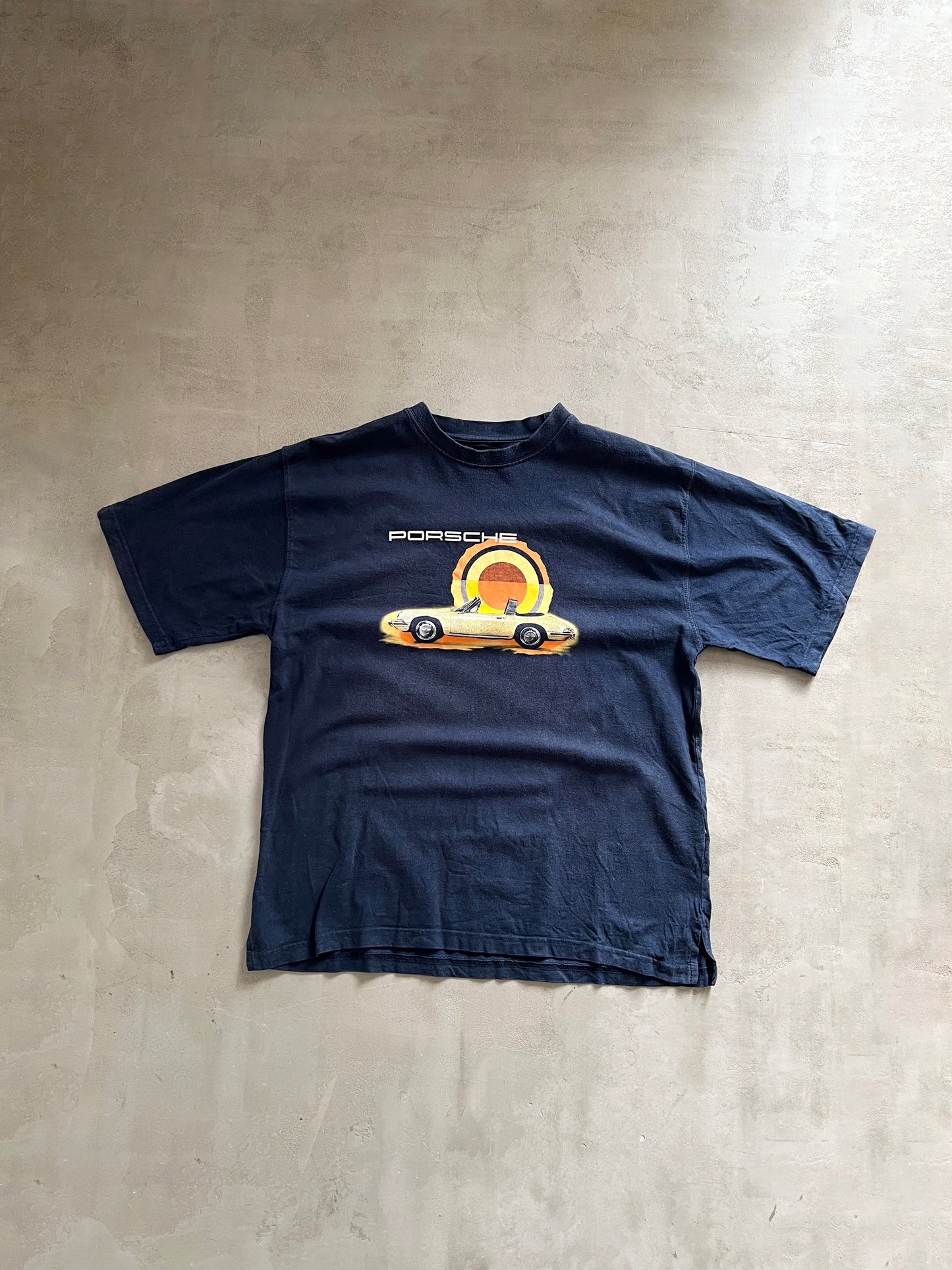 FADED NAVY PORSCHE TEE - 1990S - L