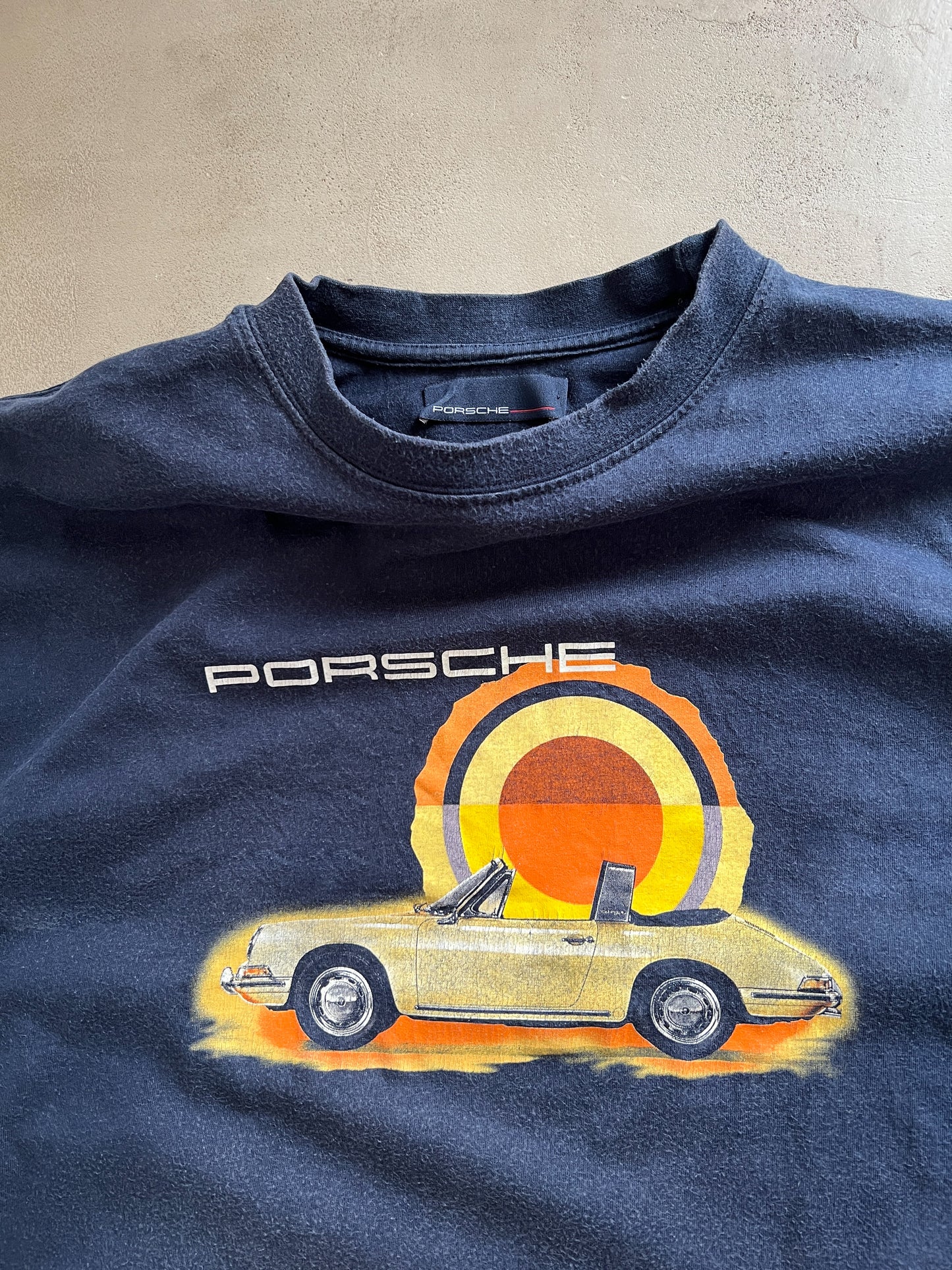 FADED NAVY PORSCHE TEE - 1990S - L