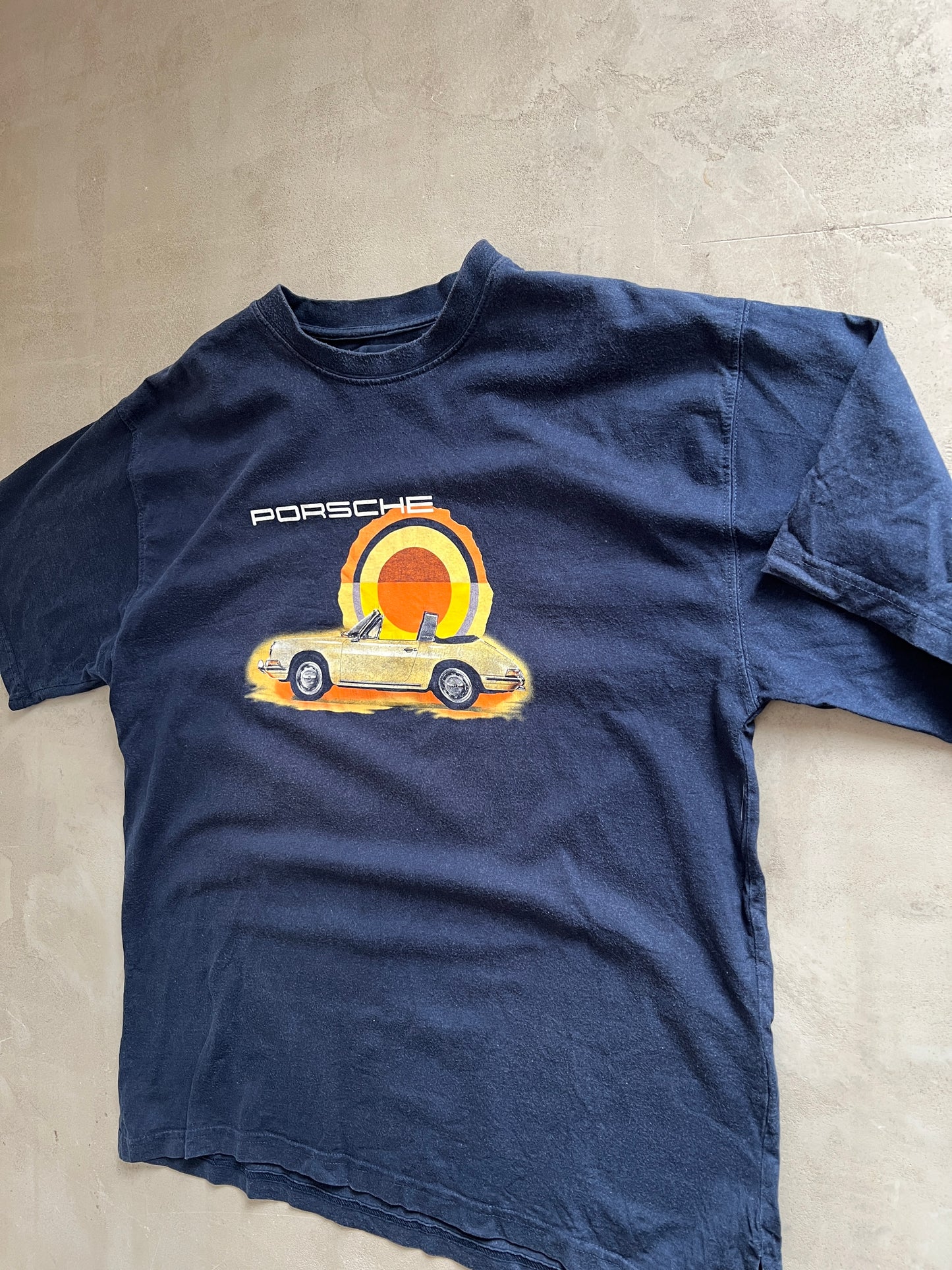 FADED NAVY PORSCHE TEE - 1990S - L