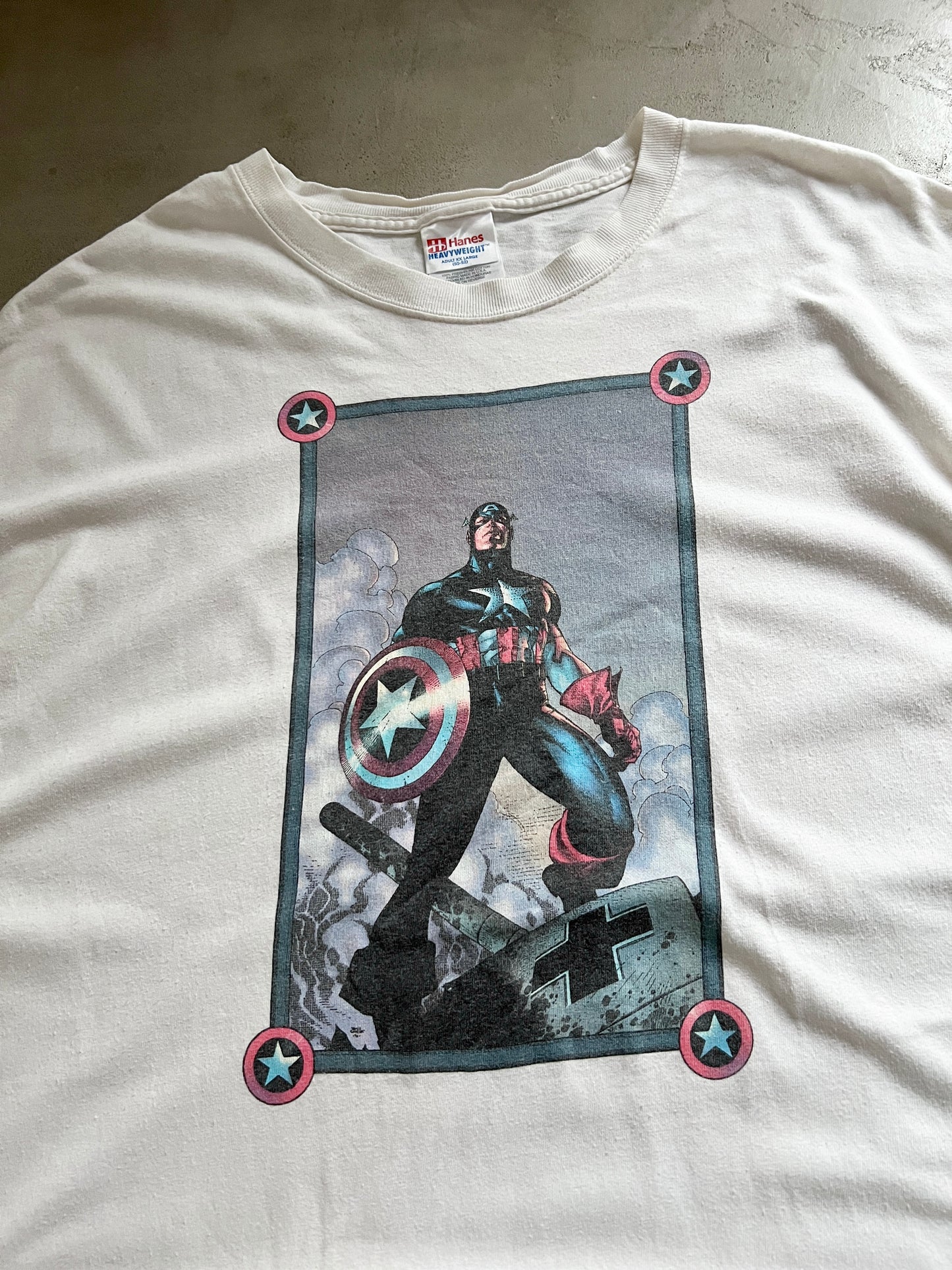 WHITE CAPTAIN AMERICA MARVEL TEE - 2002 - XL