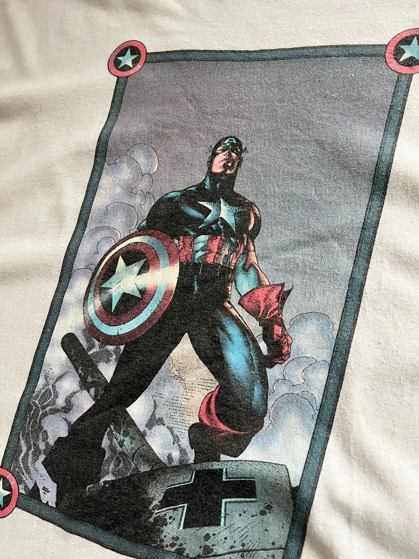 WHITE CAPTAIN AMERICA MARVEL TEE - 2002 - XL