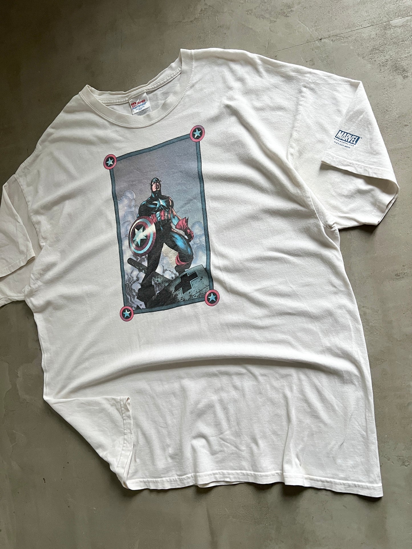 WHITE CAPTAIN AMERICA MARVEL TEE - 2002 - XL