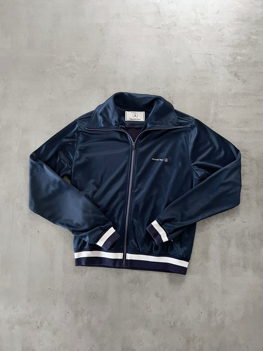 NAVY MERCEDES BENZ SATIN JACKET - 1990S - M/S