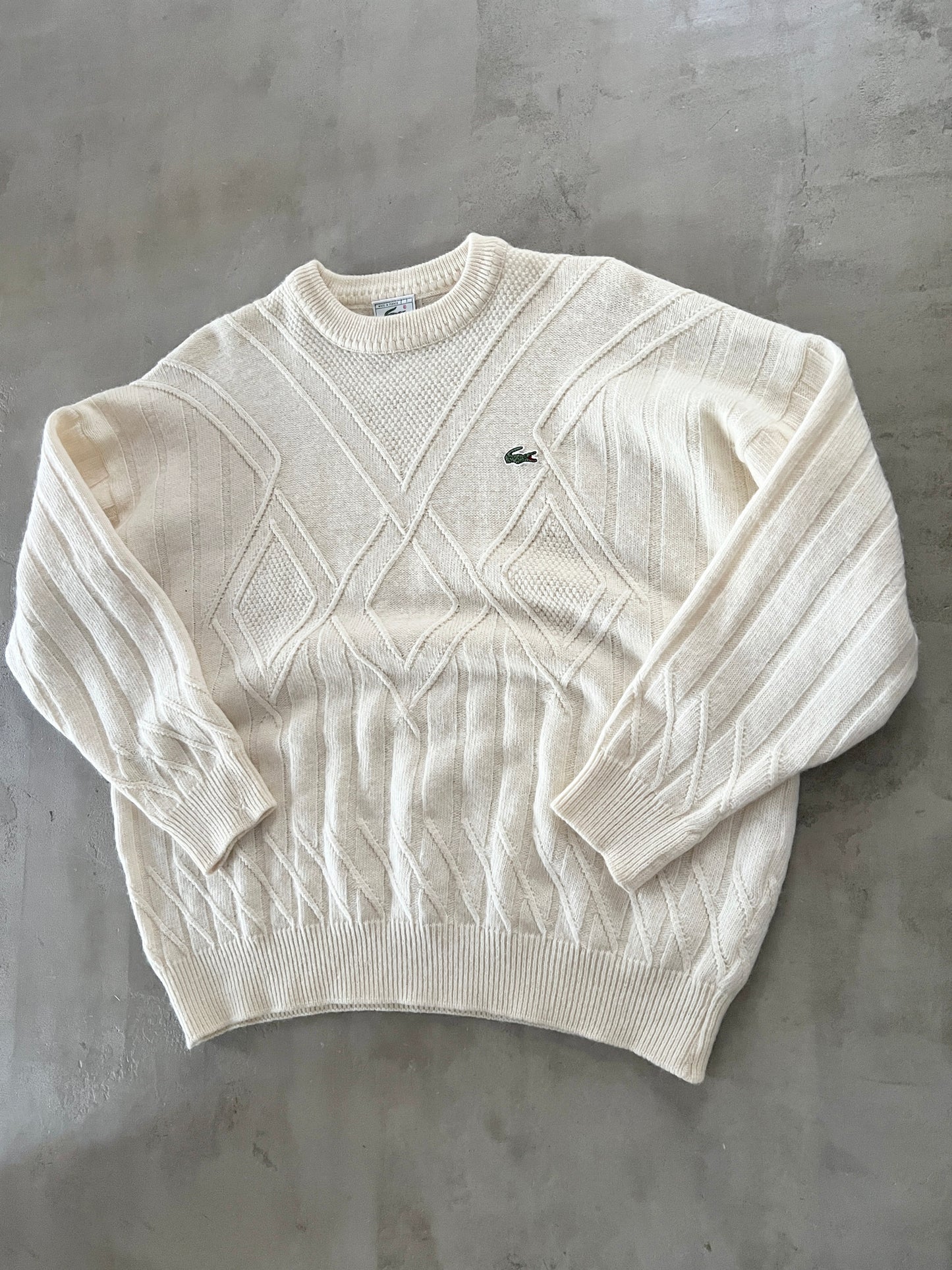 CREME LACOSTE KNIT SWEATER - 2000S - M